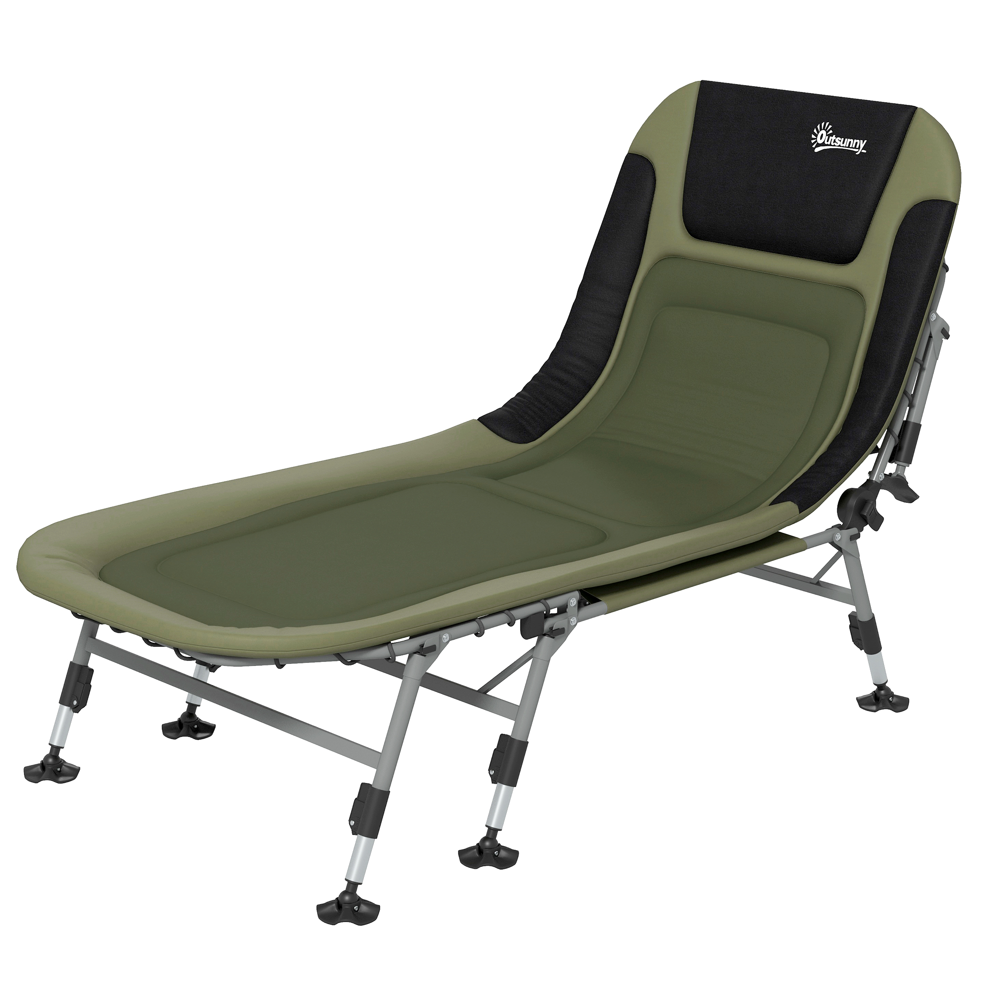 Campingliege Campingbett Feldbett, 200 x 85 x 40-55 cm, Grün