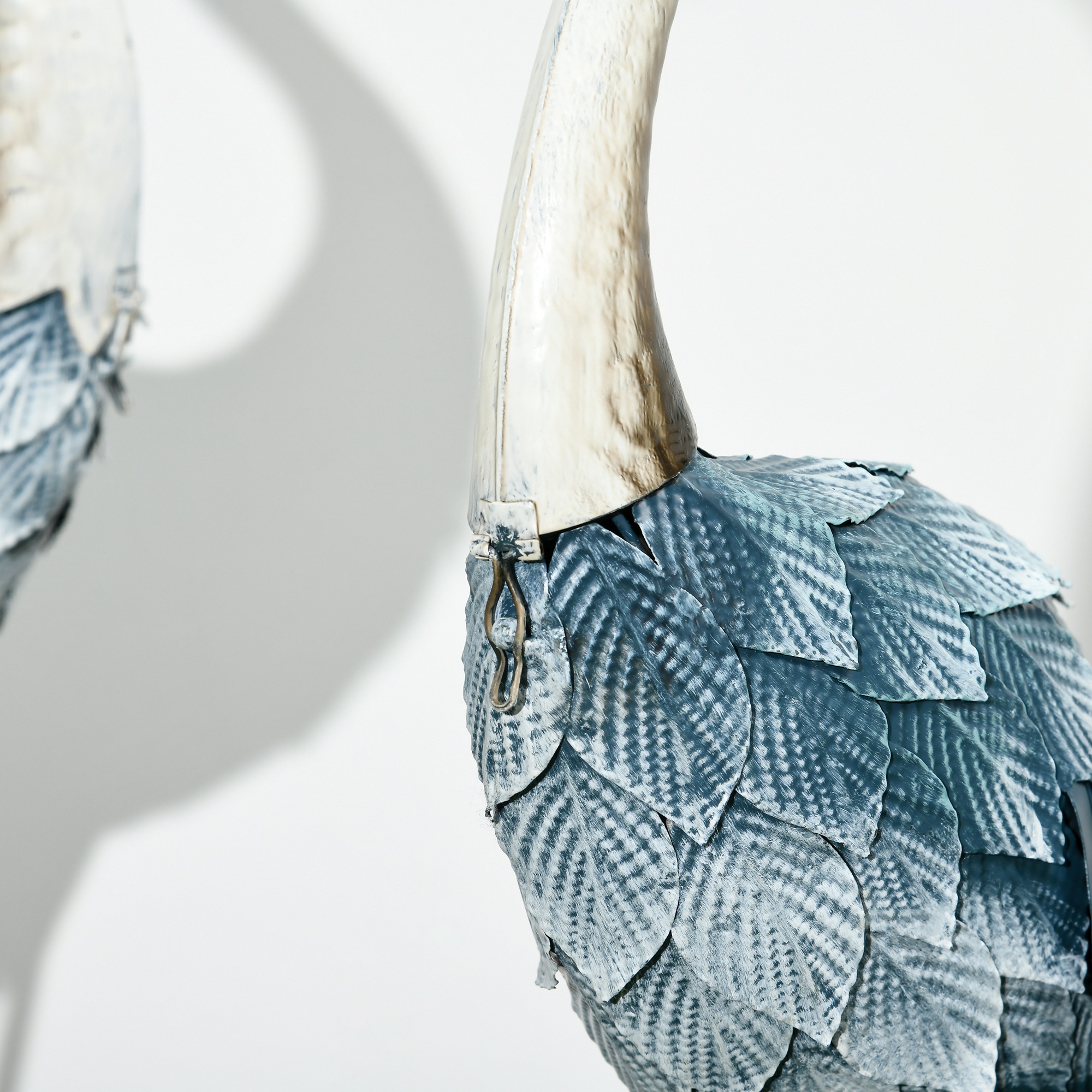 Gartenfigur Kraniche, 2-er Set, rostfrei, wetterfest, farbbeständig, Stahl, 26 x 15 x 74 cm, Blau/Weiß/Grau