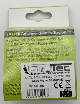 DELPHI Antennendose TV+Radio+Sat / inkl. Rahmen, UP, silber