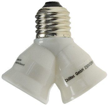 E27-Fassung "Duo", Y-Adapter, Kunststoff, auf 2x E27-Schraubfassungen