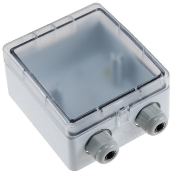 Aufputz Gehäuse mit Schutzklappe, IP54, 110x105x57mm, 2 Kabelschlüsse
