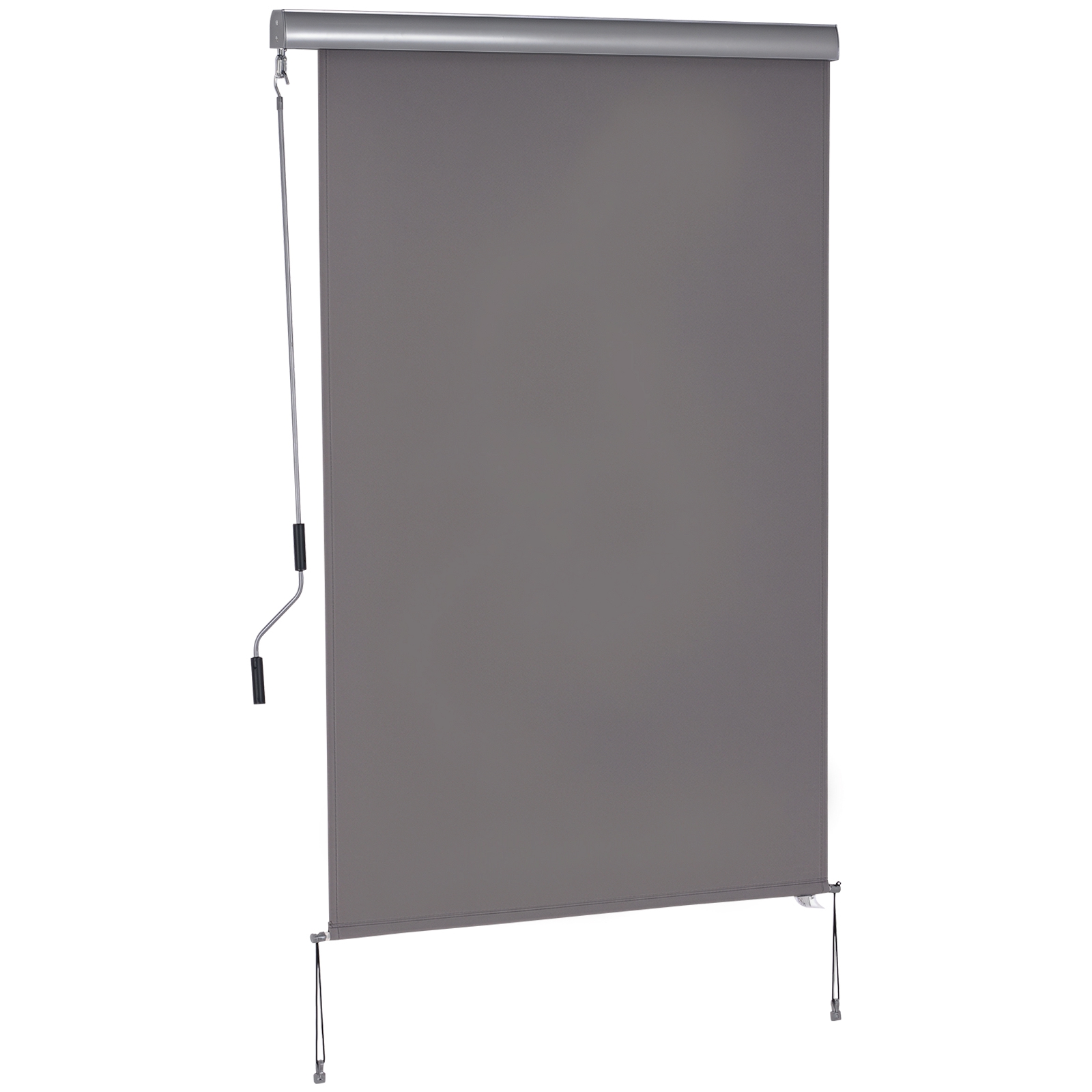 Senkrechtmarkise Balkonmarkise Vertikalmarkise Windschutz Seitenrollo Sichtschutz mit Handkurbel Polyesterstoff+Aluminium Grau 200 x 120 cm
