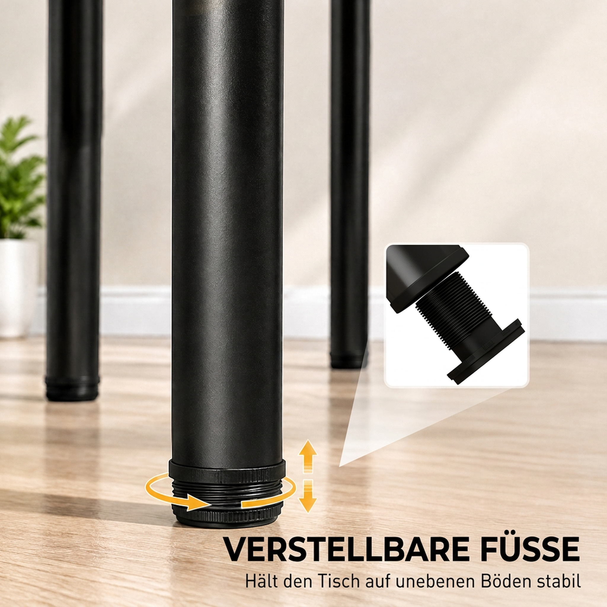 Tischbeine im Industrie-Look und Tischfüße Metall mit Schrauben in Schwarz