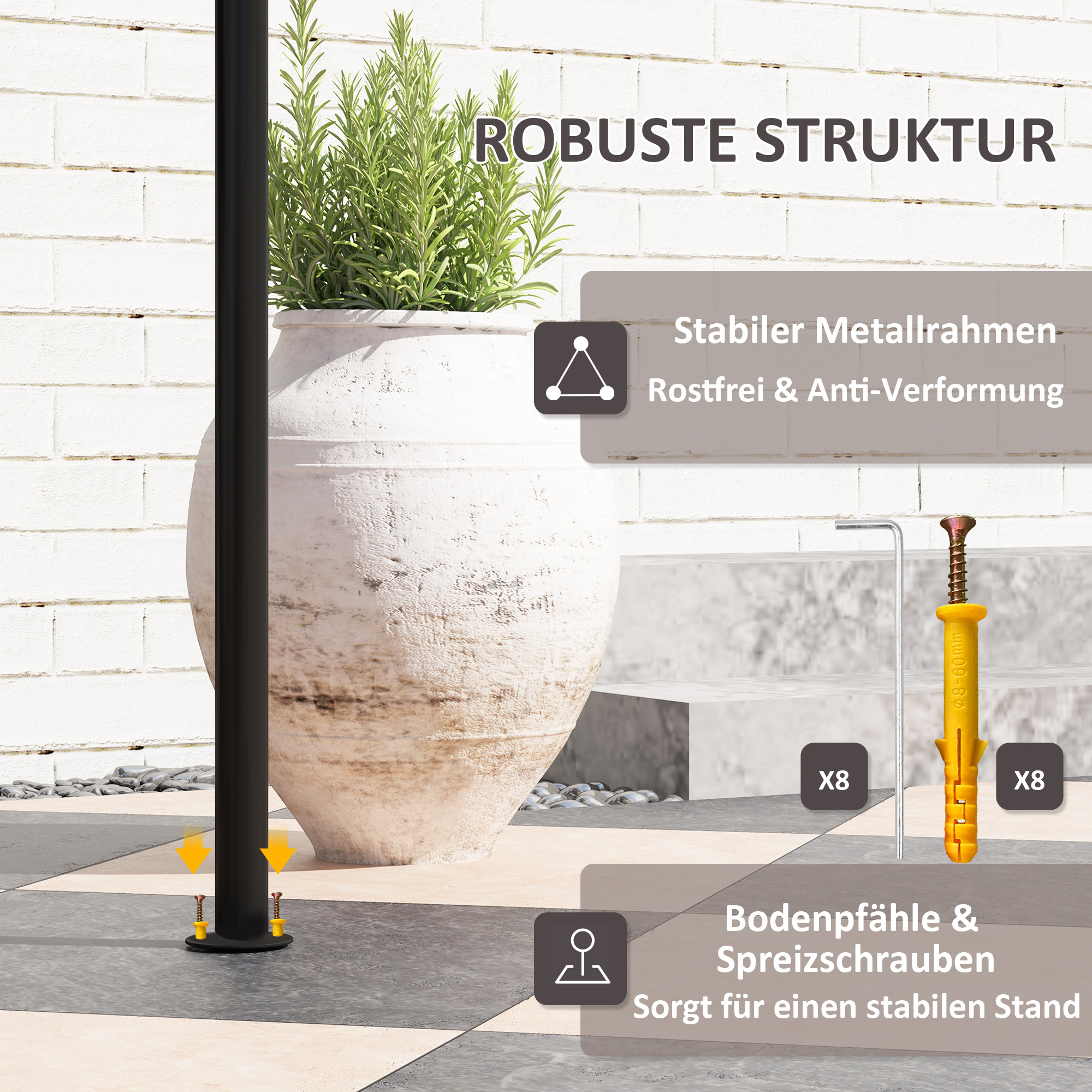 Grillpavillon 242x232x248 cm wasserabweisend flammhemmend Gartenpavillon mit Doppelschichtdach Kaffee