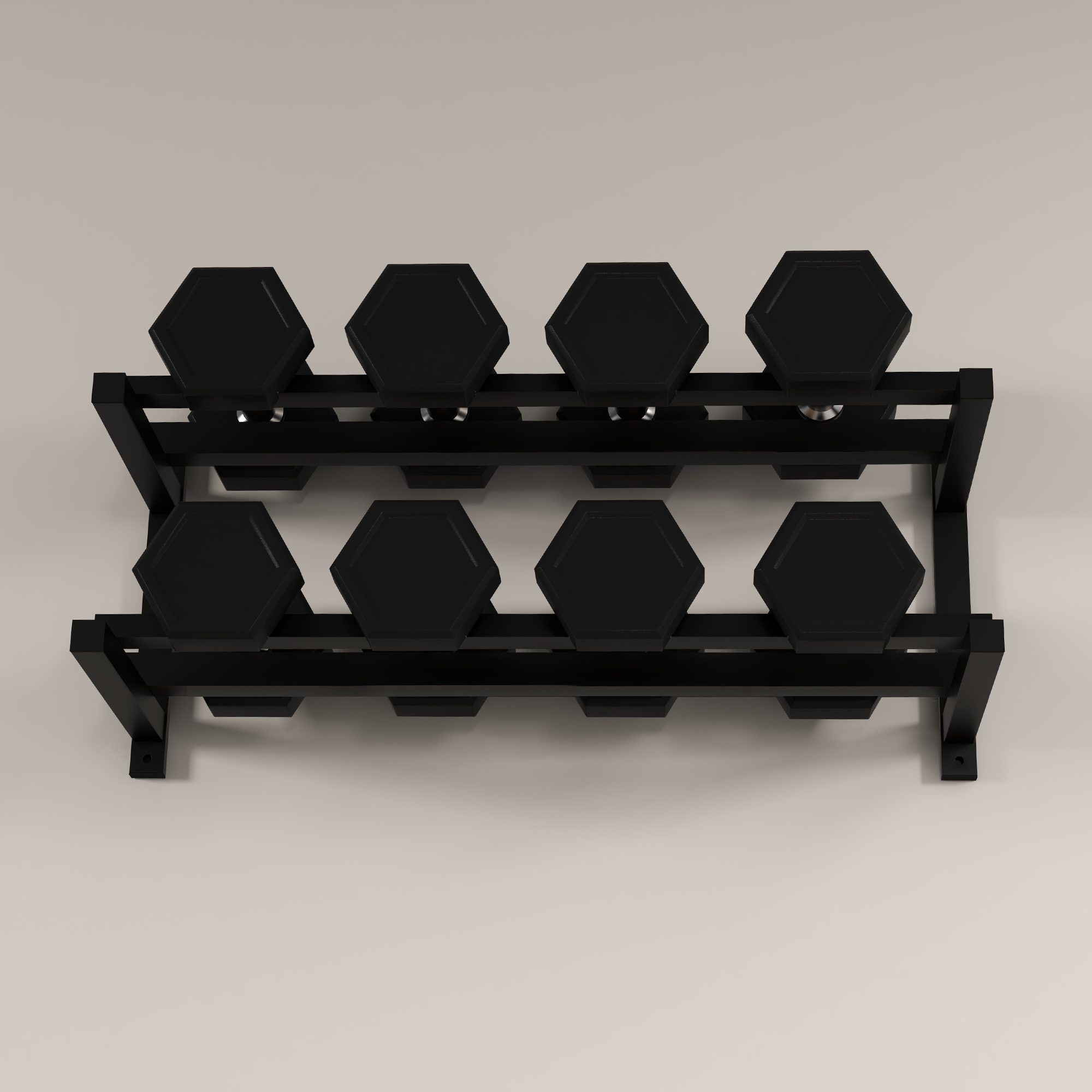 Hantelständer, Hantelgestell, 2 Etagen, bis 70 kg, Stahl, 98x40x35 cm, Schwarz