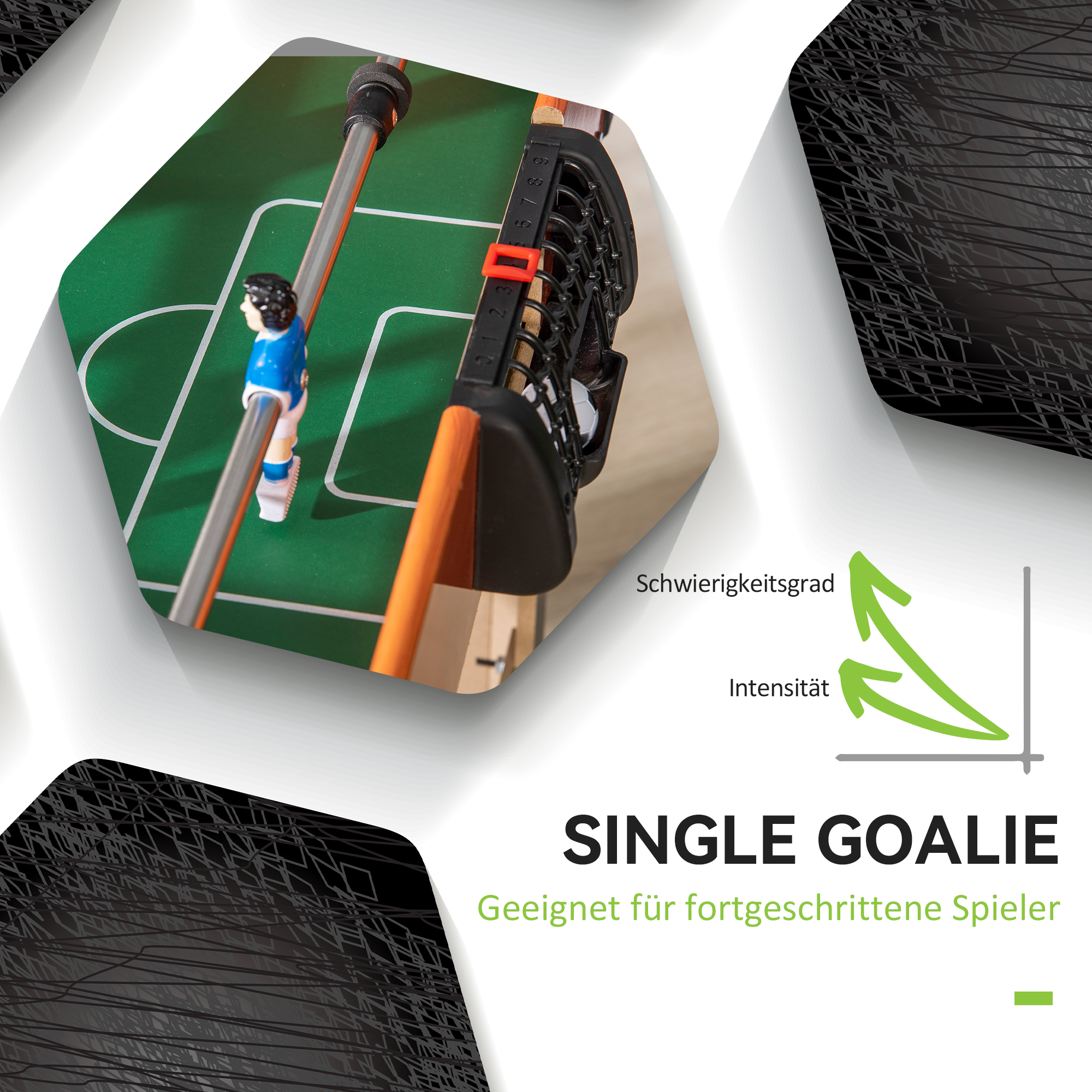 Tischkicker, Tischfußball-Set, 2 Bälle, rutschfeste Griffe, für Jugendliche Erwachsene, Punkteanzeige, MDF, Metall, Bunt