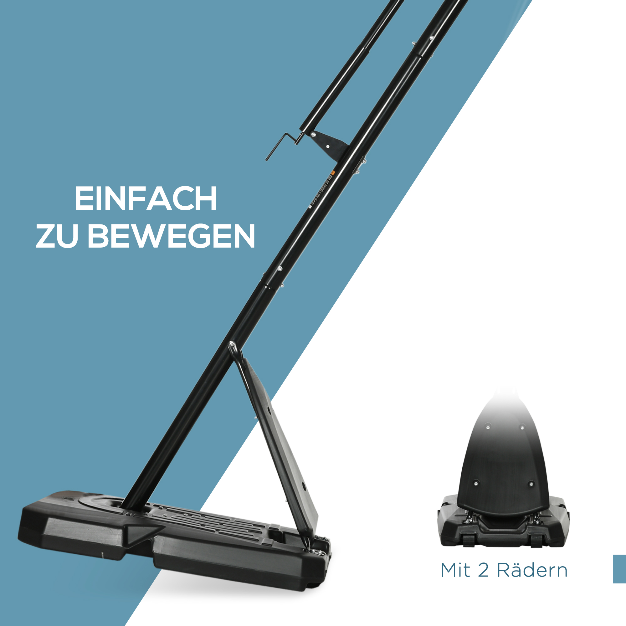 Basketballständer, verstellbare Korbhöhe 2,3-2,9 m, untere Pralllatte, befüllbare Basis, rot+schwarz