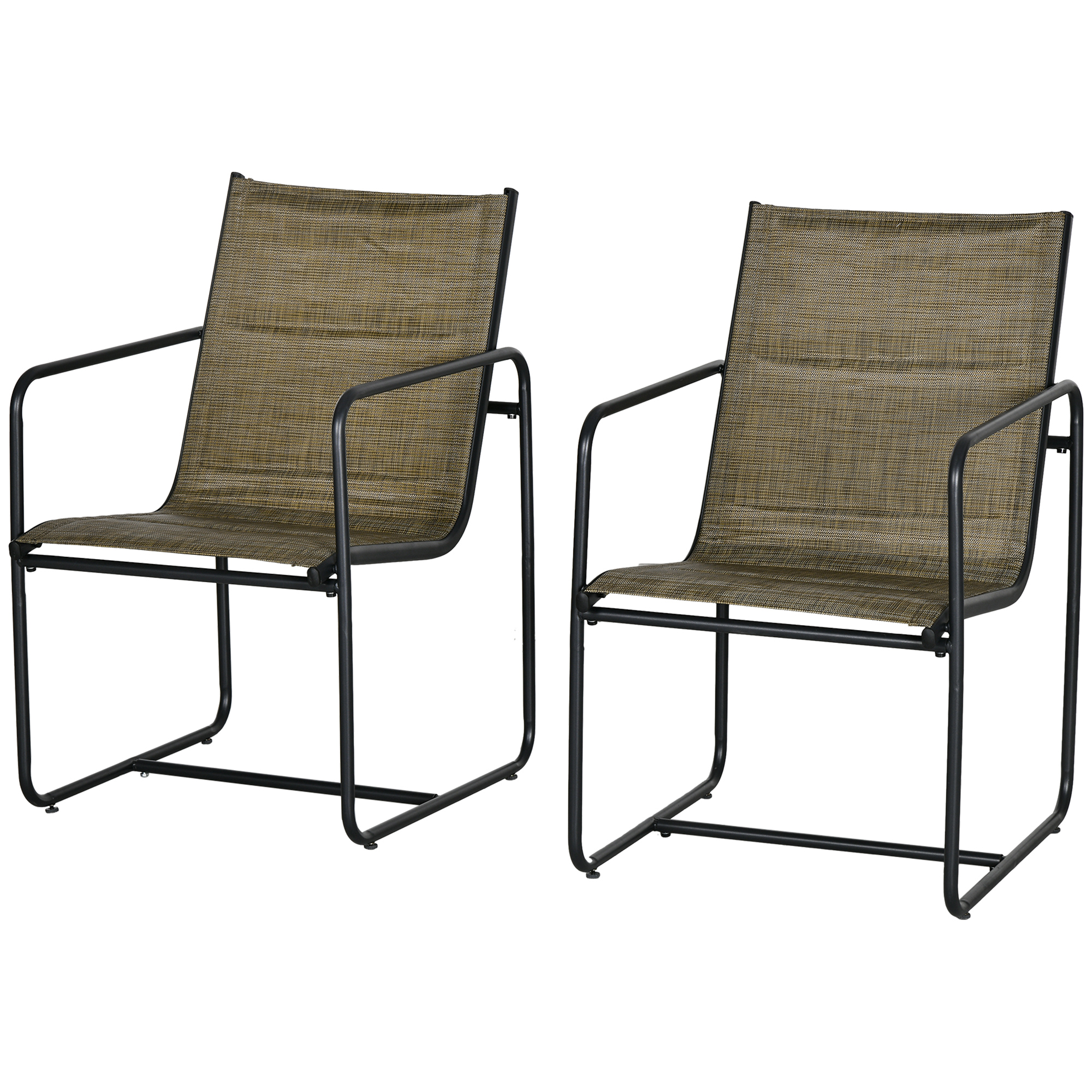 Gartenstuhl, 2er-Set, atmungsaktiver Bezug, robuster Metallrahmen, 54x66,5x88cm, Schwarz/Braun Gartenstuhl, 2er-Set, atmungsaktiver Bezug, robuster Metallrahmen, 54x66,5x88cm, Schwarz/Braun