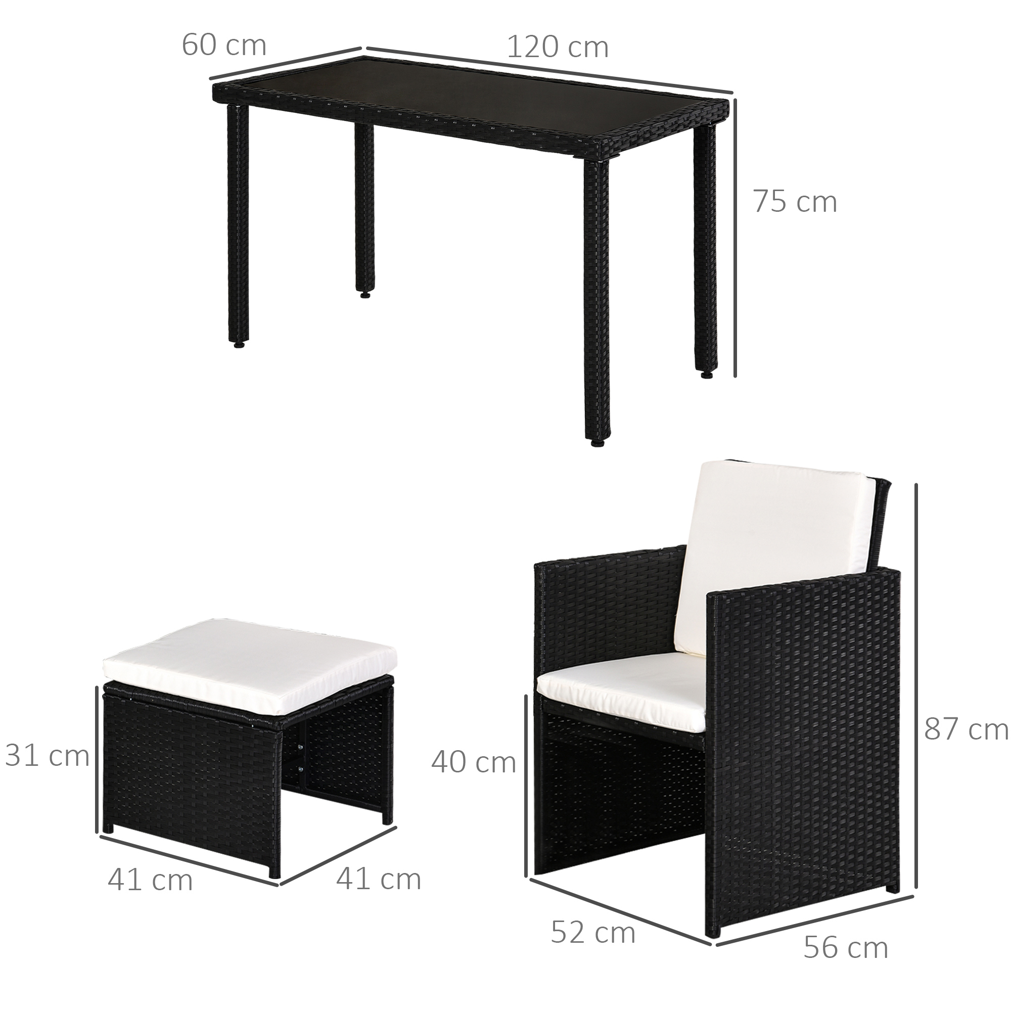 Polyrattan Sitzgruppe Essgruppe Gartenset Garnitur 11 tlg. mit Kissen Schwarz
