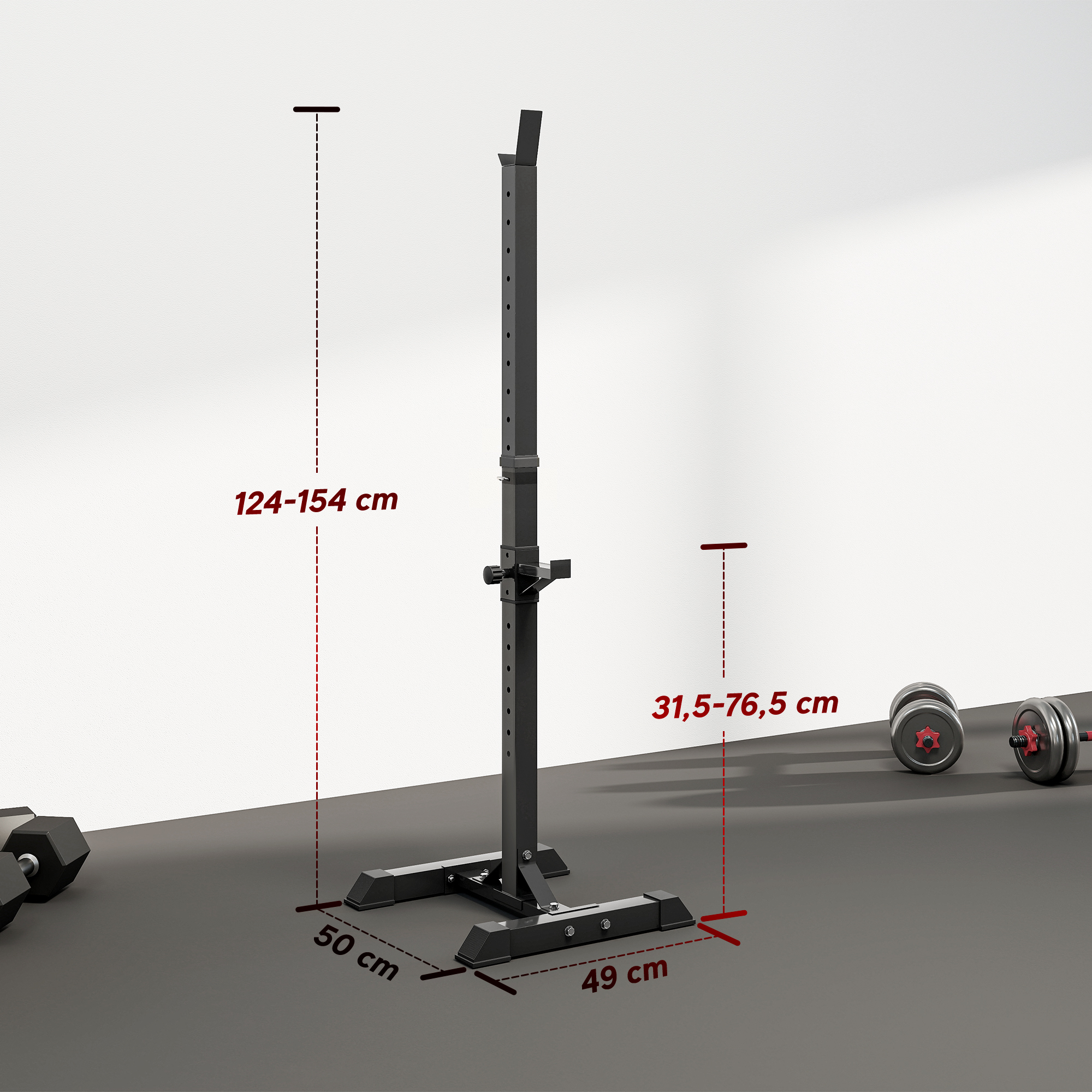 Hantelständer, 2er-Set, bis 150 kg belastbar, höhenverstellbar, Stahl, weiß+schwarz, 52 x 48 x 160 cm
