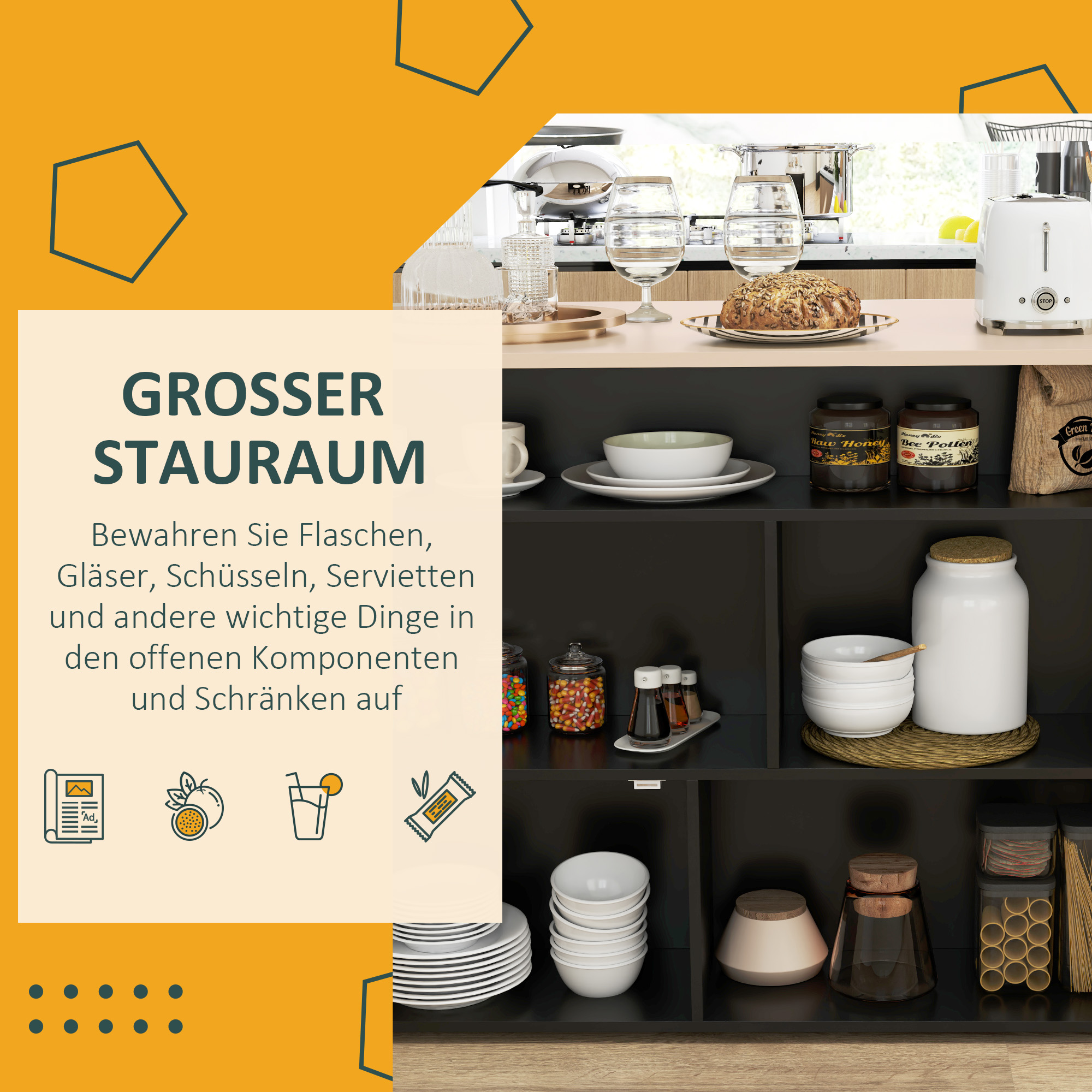 3-tlg. Barset, Bartisch mit klappbarer Tischplatte, 2 Barhocker, 6 Staufächer, schwarz+Eiche, 116 x 70 x 89,5 cm