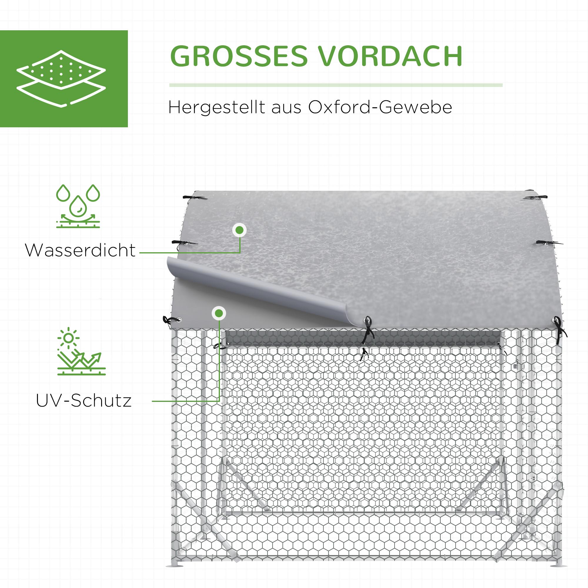Gehege für Kleintiere, Outdoor-Freilaufgehege für Hühner, Kaninchen, Enten, stabile Konstruktion, Stahl und Oxford-Stoff
