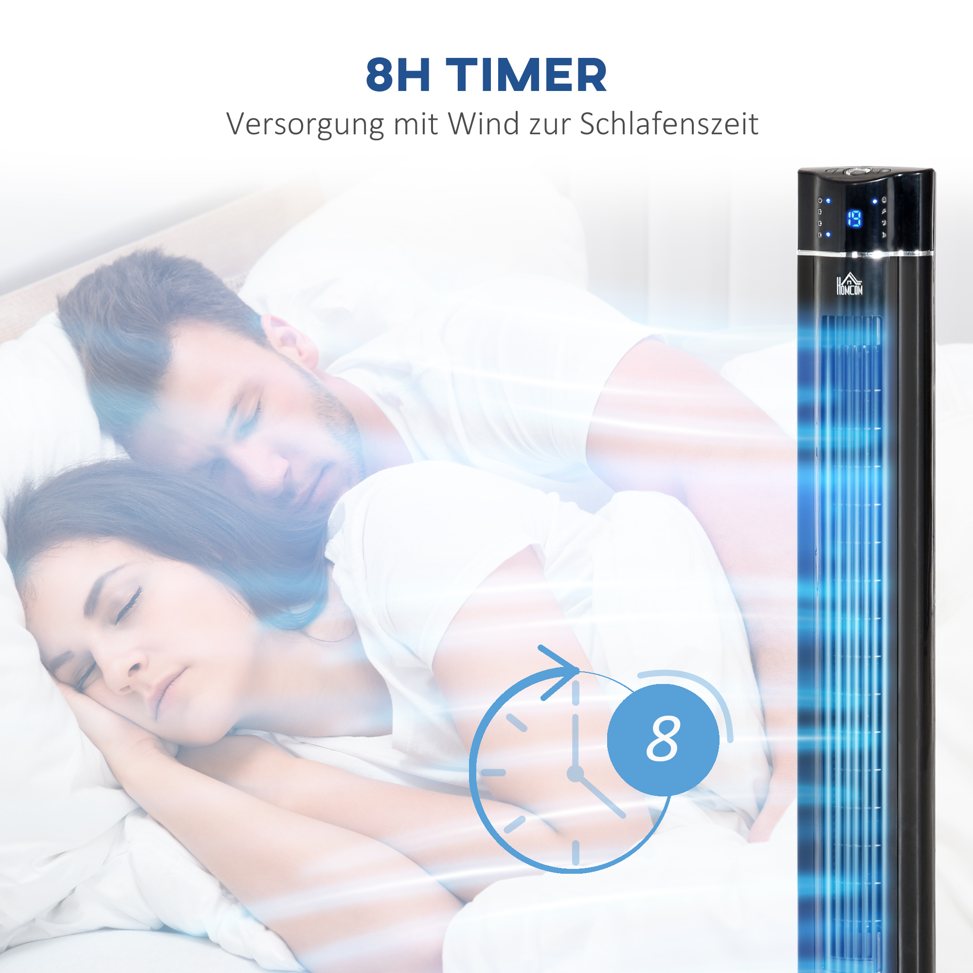 2in1-Turnmventilator Standventilator Ventilator, 32 cm x 32 cm x 106,8 cm, Schwarz