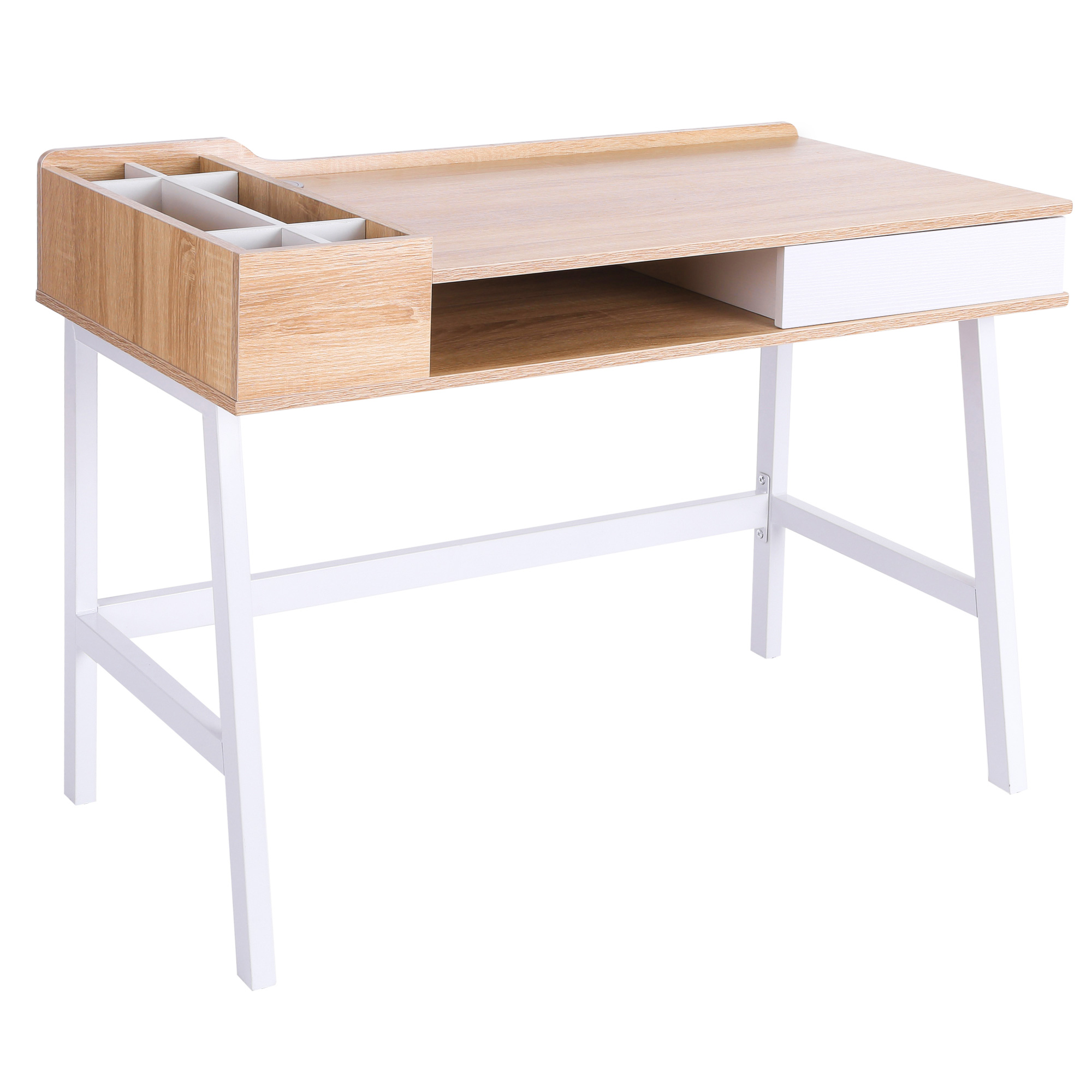 Schreibtisch Computertisch Bürotisch Arbeitstisch PC Tisch vielseitig verwendbar mit sechs Ablagefächern Schublade Breite Tischplatte für Arbeitszimmer Büro und Wohheim Natur 100 x 55 x 81,5 cm Schreibtisch Computertisch Bürotisch Arbeitstisch PC Tisch vielseitig verwendbar mit sechs Ablagefächern Schublade Breite Tischplatte für Arbeitszimmer Büro und Wohheim Natur 100 x 55 x 81,5 cm
