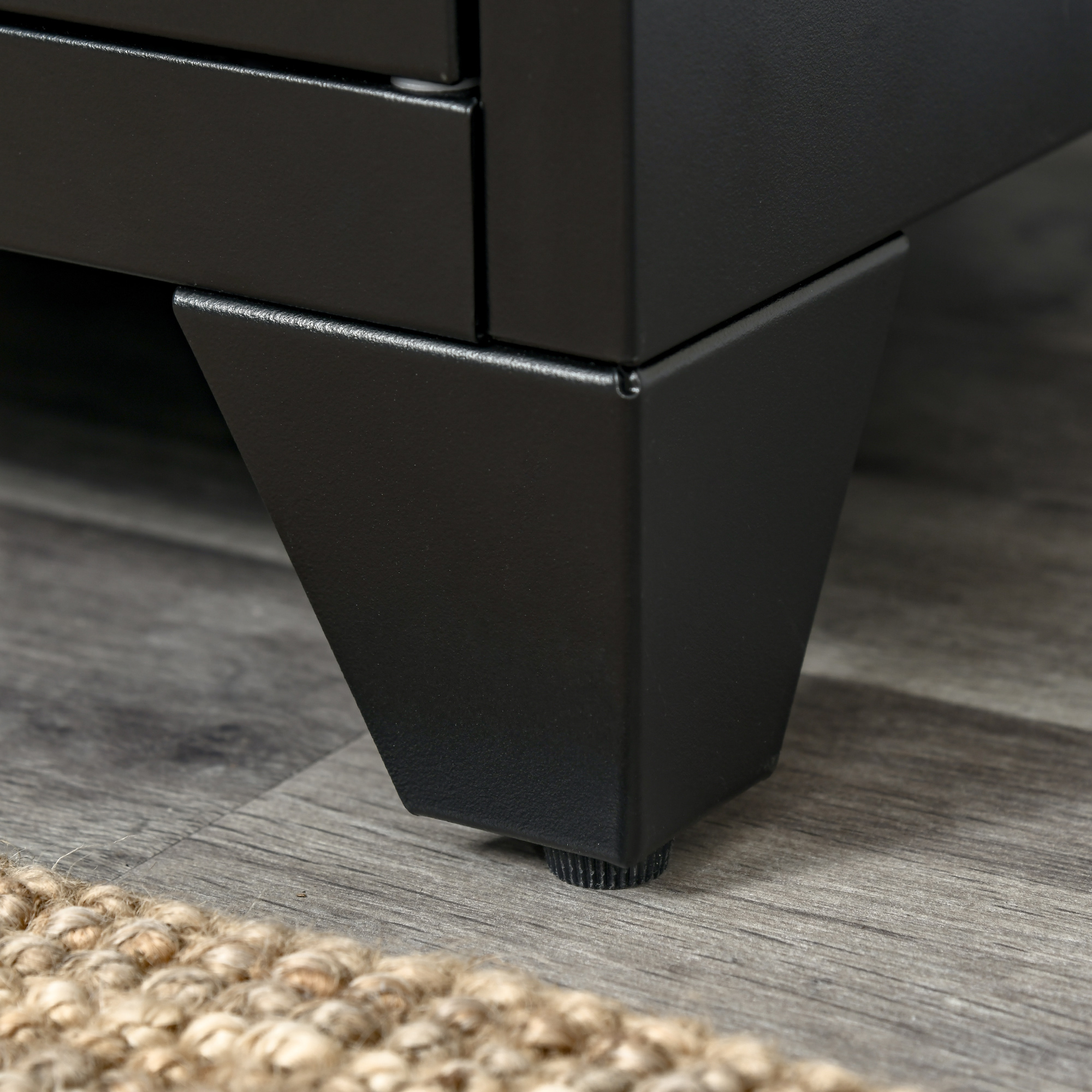 Nachttisch, Beistelltisch mit verstellbarem Regal, Tür, Nachtschrank für Schlafzimmer, Wohnzimmer, Metall, Schwarz, 50 x 40 x 47,5 cm