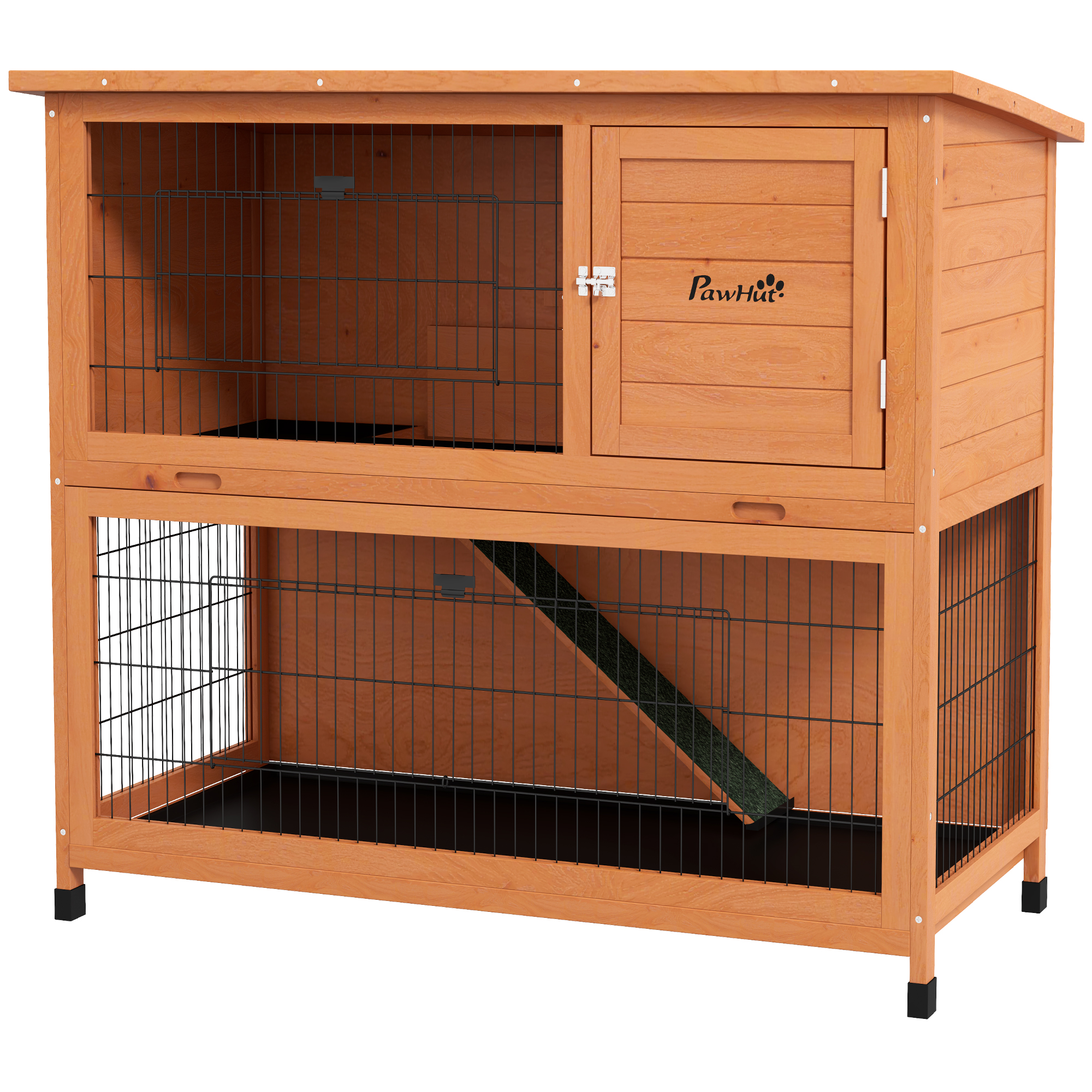 Kleintierstall Kleintierhaus Nagerstall, wetterbeständig, 2 Bodenwannen, 123 x 63 x 112 cm, Orange
