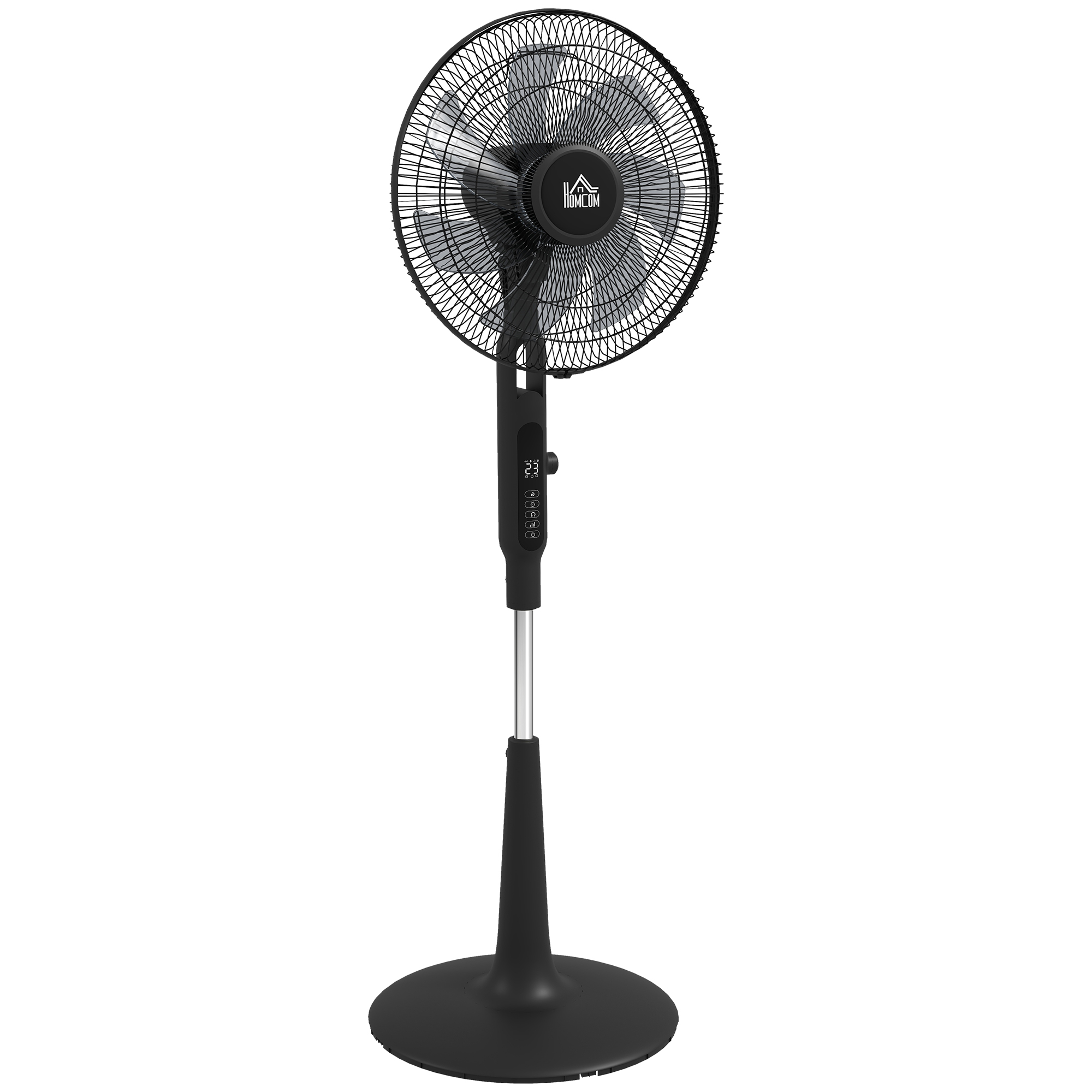 Standventilator leise mit Fernbedienung, 3 Modi, 28 Geschwindigkeiten, Mückenschutz & Oszillation, Schwarz