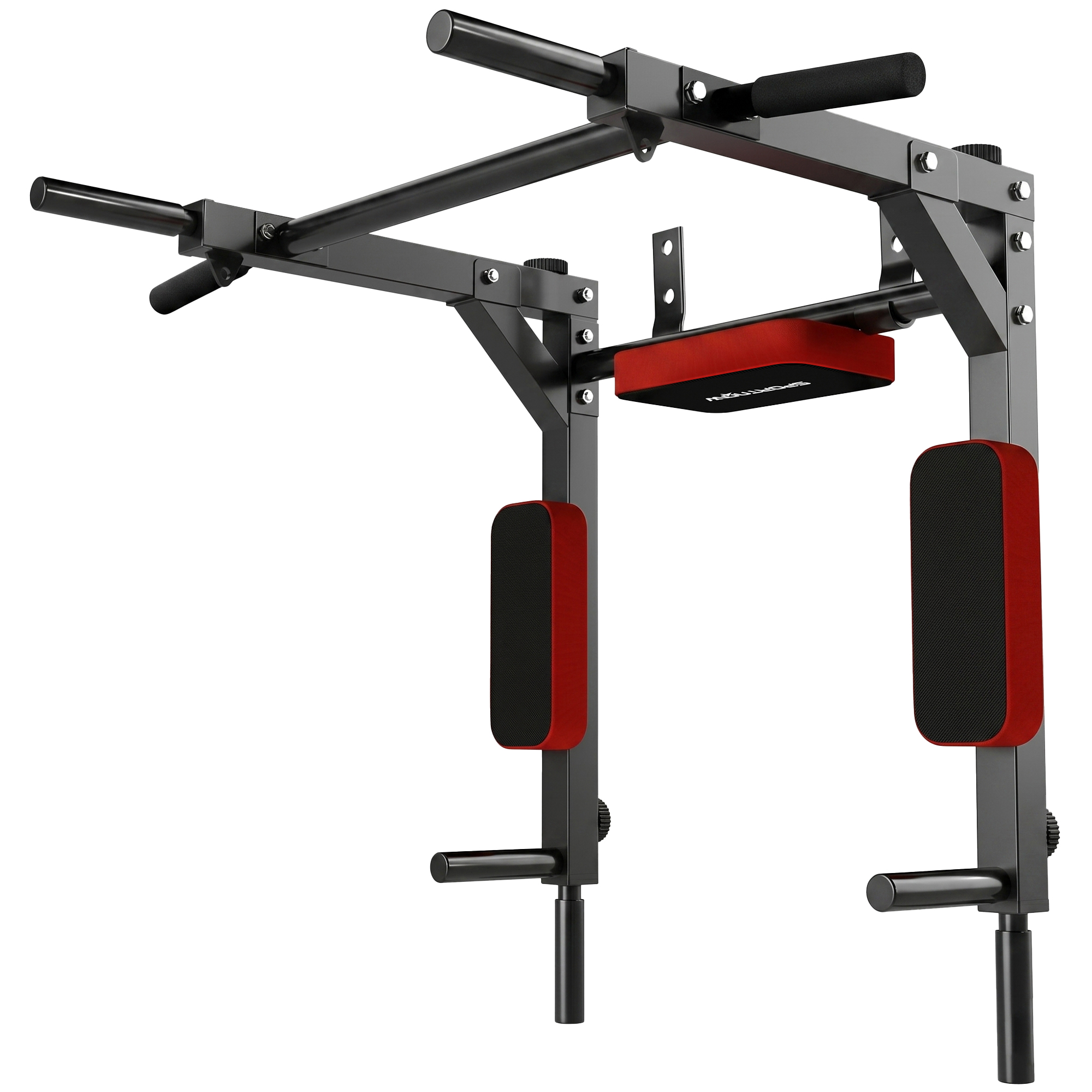 Wand-Klimmzugstange, 2-in-1 Profi-Klimmzug- und Dipstation für das Heimtraining, bis 200 kg, Rot
