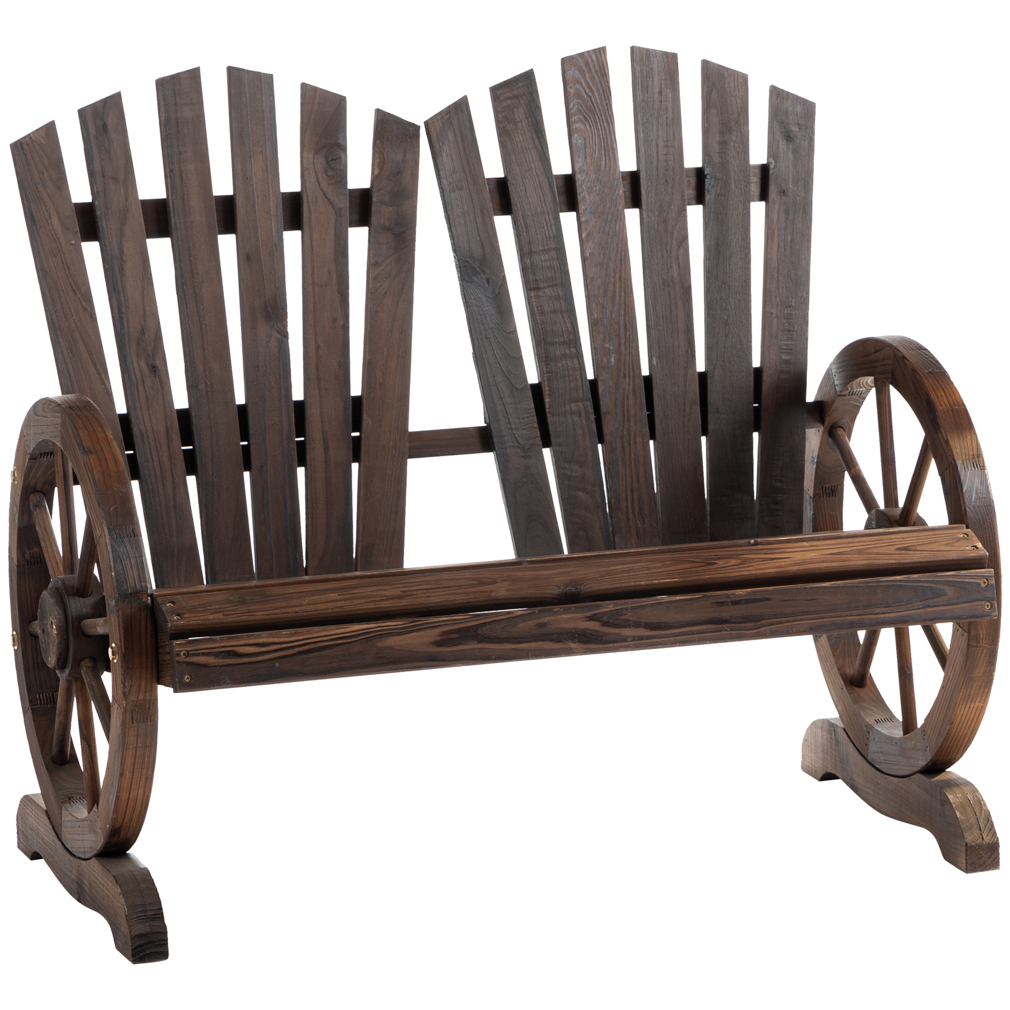 2-Sitzer Gartenbank Massivholz, Sitzbank mit Armlehne, Gartenmöbel 250kg belastbar, Rustikale Bank für Garten, Terrasse und andere Außenbereiche, 108 x 66 x 95 cm, Dunkelbraun
