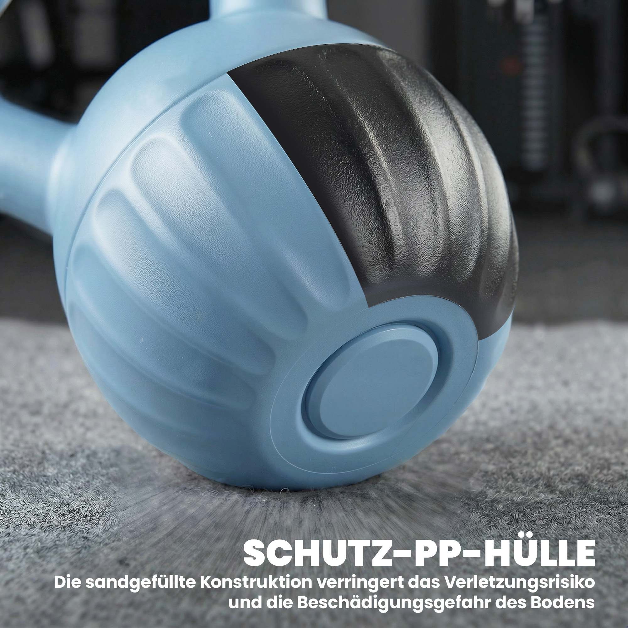 Kettlebell Kugelhantel 6 kg Gewicht-Hantel mit Sand befüllt für Anfänger Zuhause Krafttraining 17 x 17 x 23 cm Blau