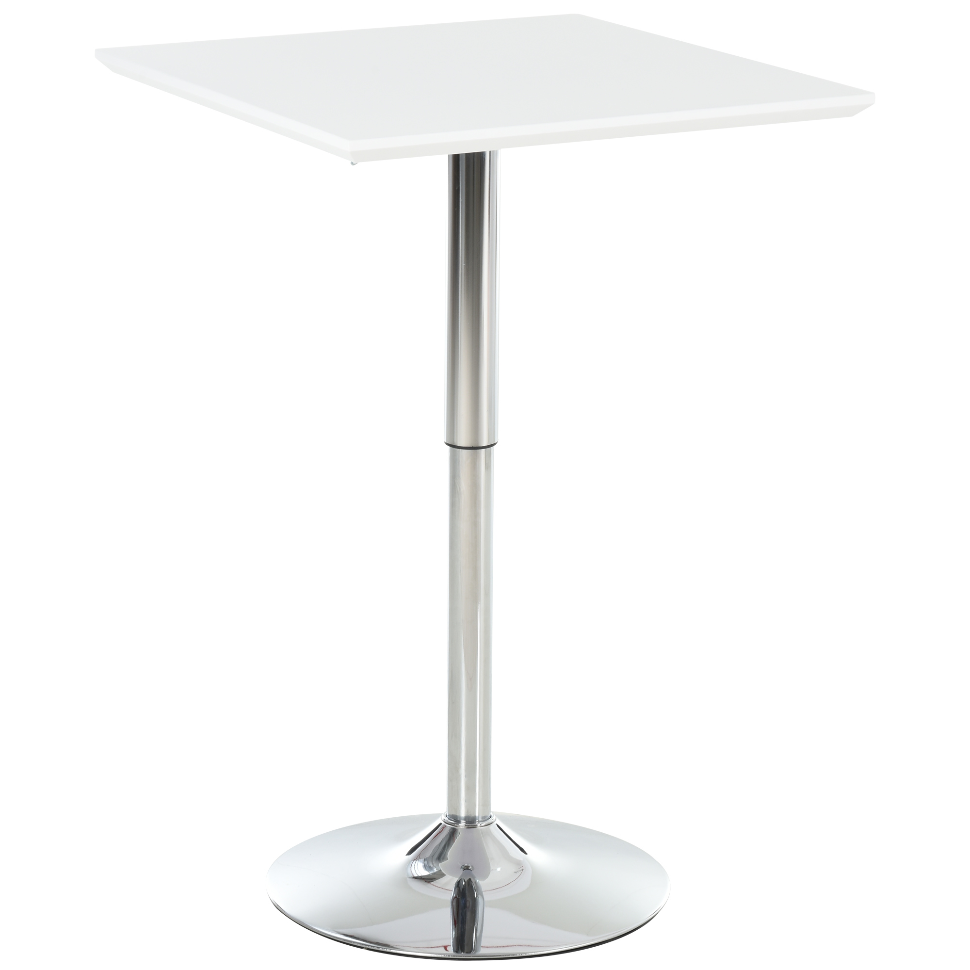 Bartisch Bistrotisch Pub Höhenverstellbarer Quadratischer Stehtisch Tisch Stahl Weiß 60 x 60 x 69-92 cm