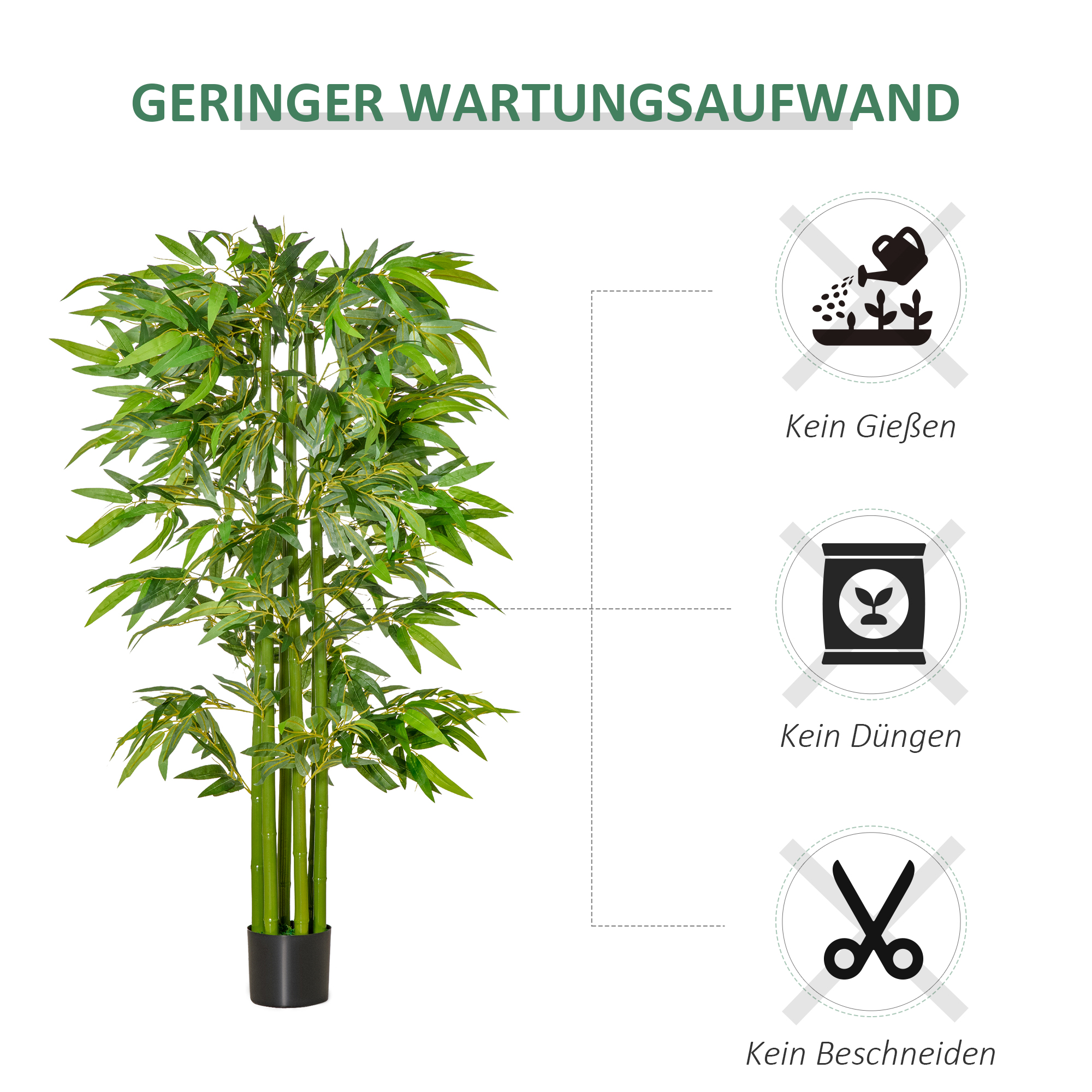 Künstlicher Bambus groß 160 cm Kunstpflanze, Kunstbambus, Plastik Künstliche Pflanzen im Topf, Fake Plant wie echt für Wohnzimmer Schlafzimmer Büro Garten Moderne Dekoration Geschenk