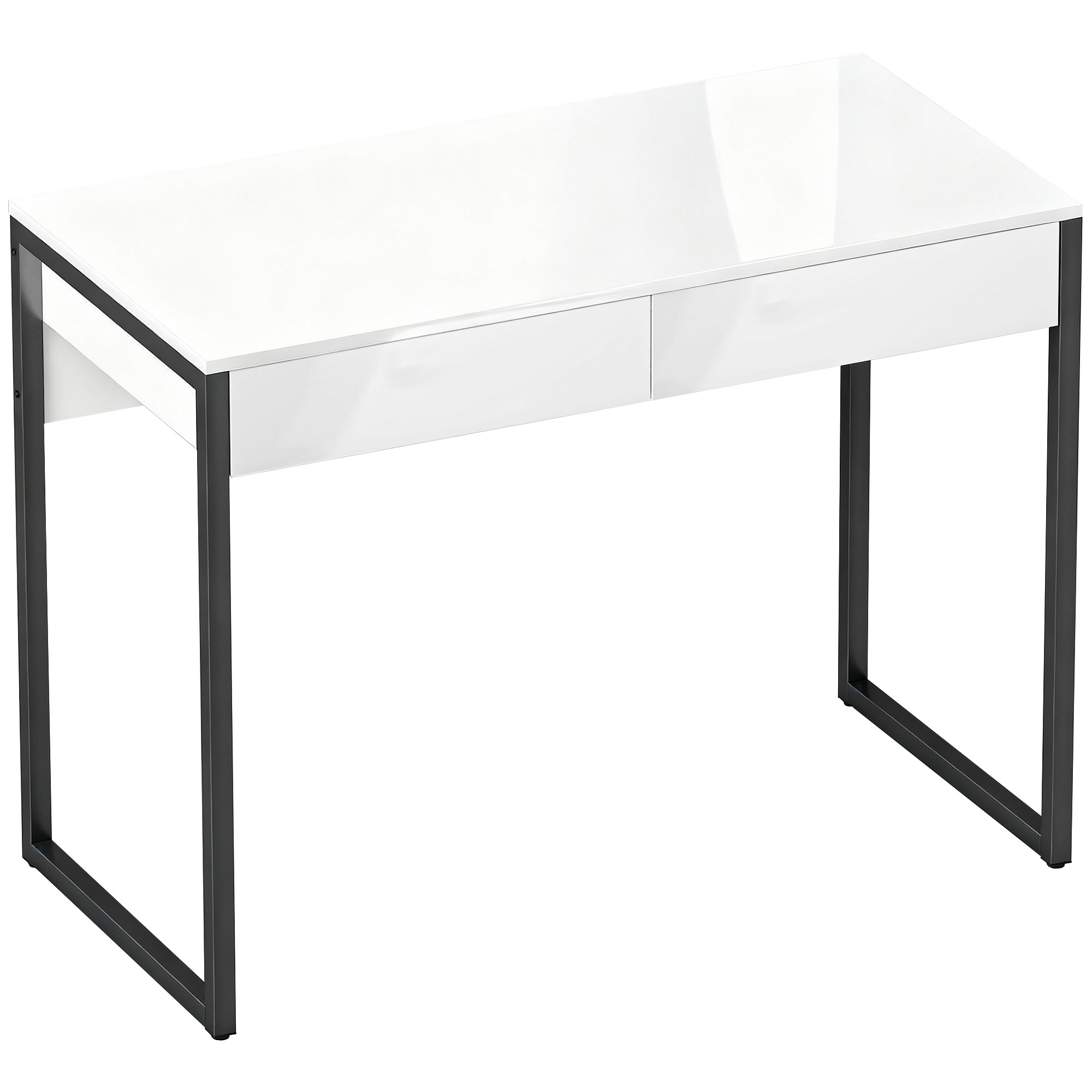 Schreibtisch 100 x 50 cm Computertisch Bürotisch mit 2 Schubladen, für kleine Räume, Schwarz