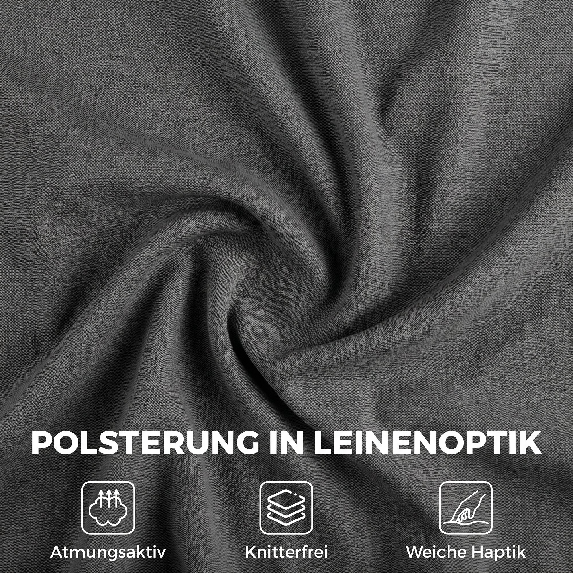 Schaukelstuhl in Leinenoptik mit 5-fach verstellbarer Fußstütze und Leinenoptik, für Wohnzimmer, Dunkelgrau