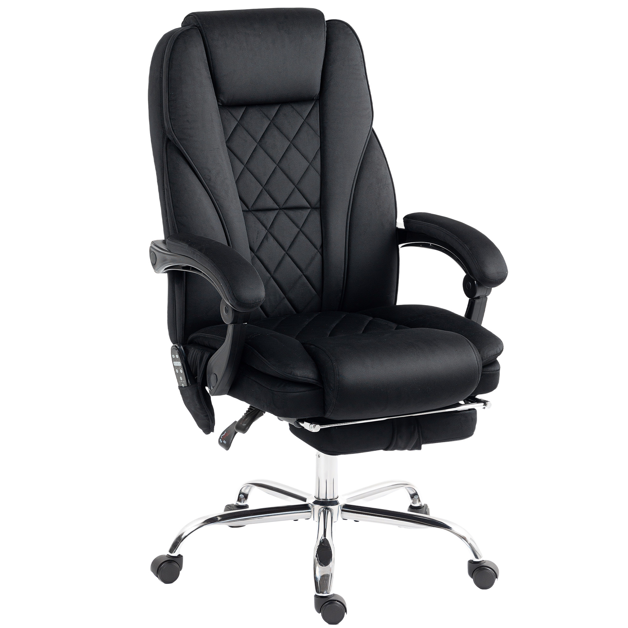 Ergonomischer Bürostuhl mit Massagefunktion, Fußstütze, drehbar, rollbar, Schwarz