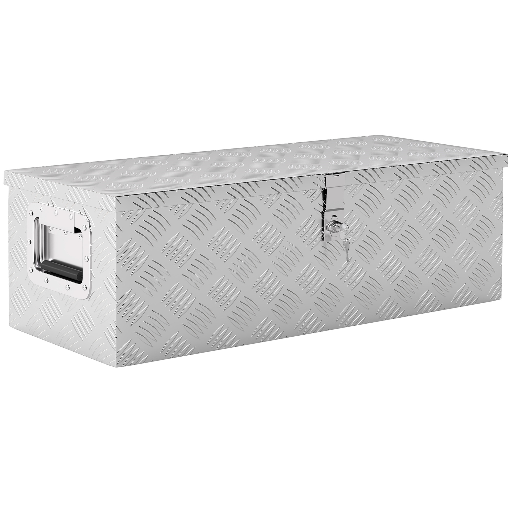 Gerätekasten, Werkzeugkiste, mit Schloss, zwei Tragegriffe, Aluminium, 76 x 33 x 25 cm Gerätekasten, Werkzeugkiste, mit Schloss, zwei Tragegriffe, Aluminium, 76 x 33 x 25 cm