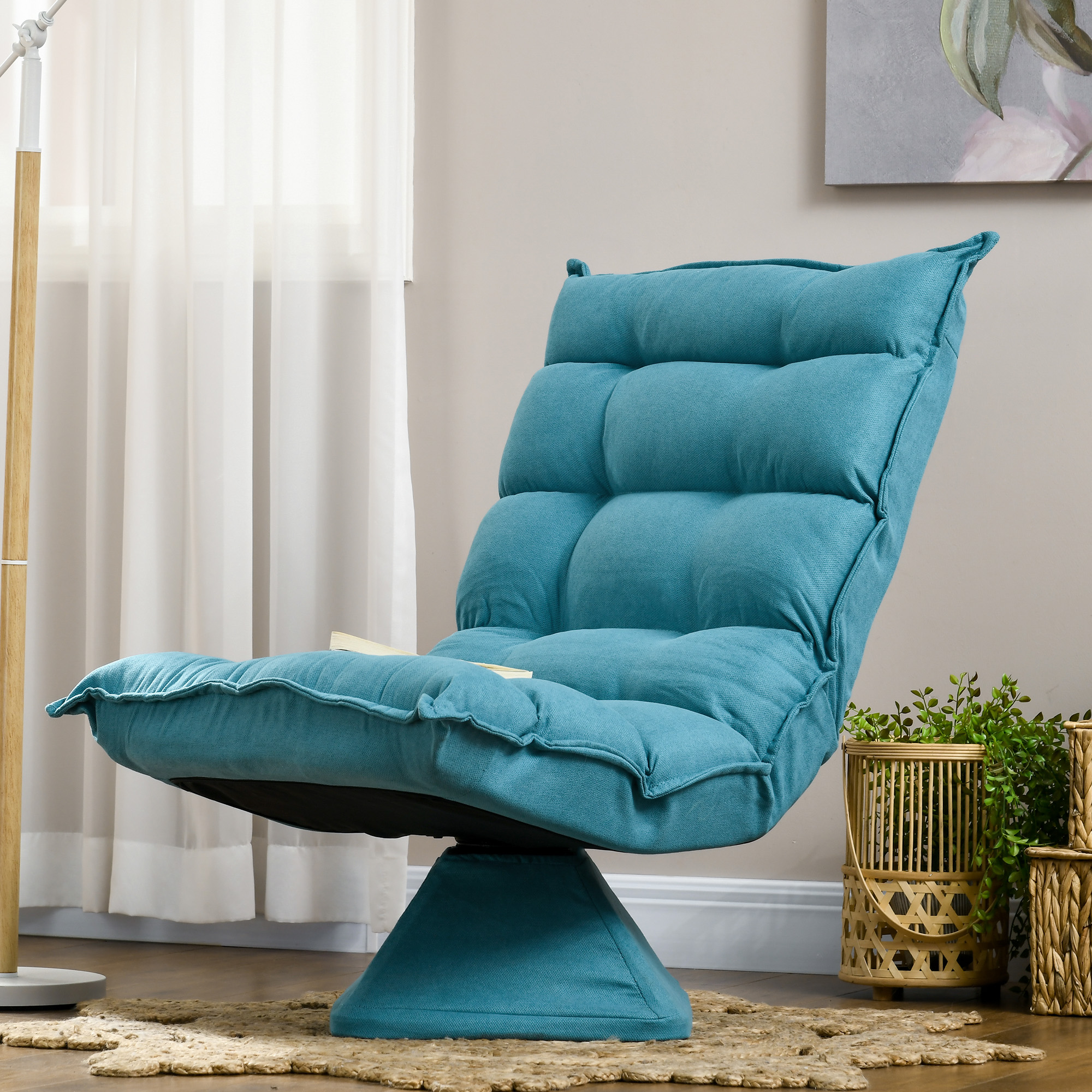 Relaxsessel Lesesessel, drehbar, Samtoptik, 62 cm x 70 cm x 95 cm, Blau