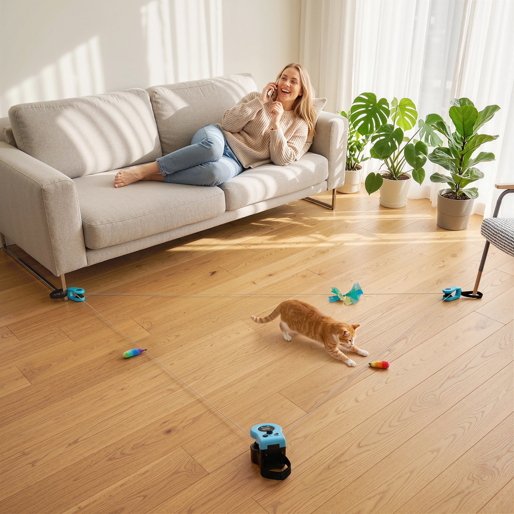 Katzenspielzeug mit einstellbare Geschwindigkeit anpassbaren Laufwegen Schwarz