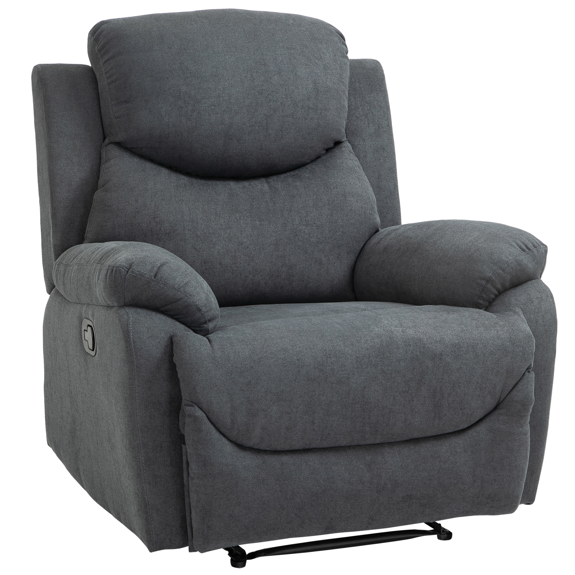 Sessel mit Liegefunktion für Wohnzimmer, 150° neigbar, Leinenoptik, Dunkelgrau