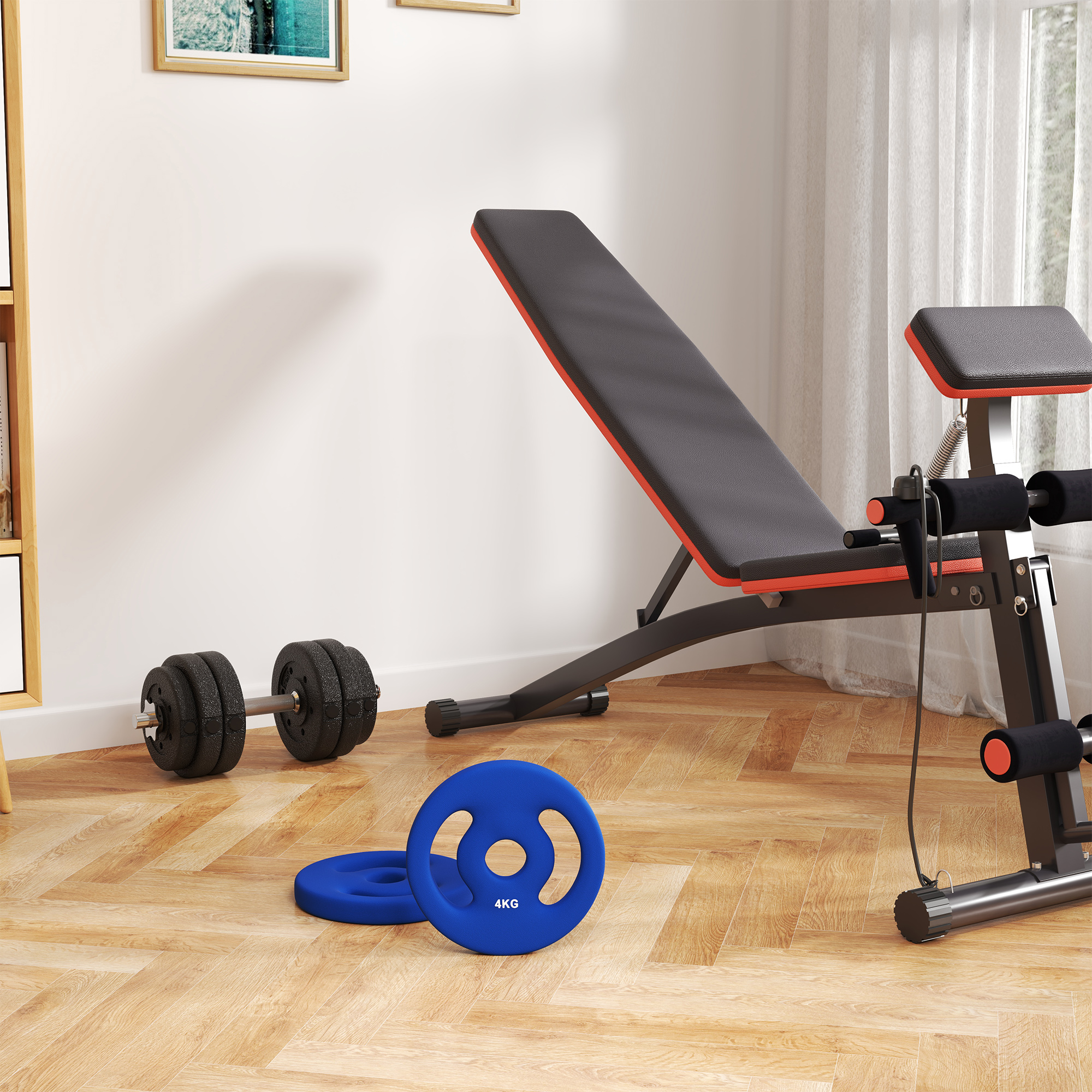 2 x 4 kg Gewichtsplatten mit praktischen Handgriffen, Gewichts-Set für Home-Gym, Fitnessstudio, Stärke-Training, Blau
