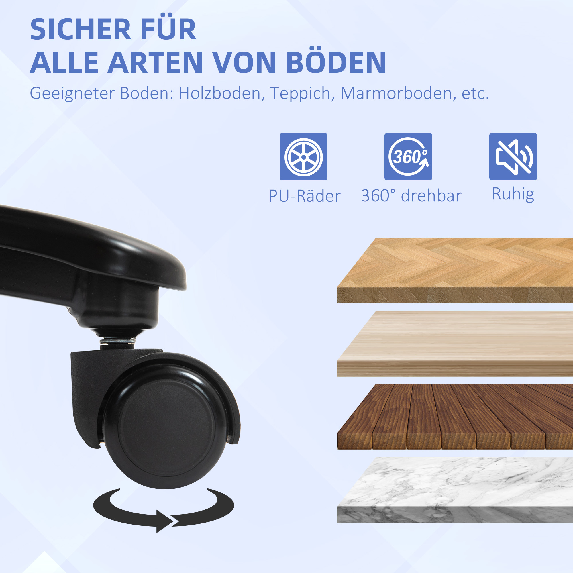großer hoher Bürostuhl, 200 kg Tragekapazität, robuste Konstruktion, weicher Bezug, Grau