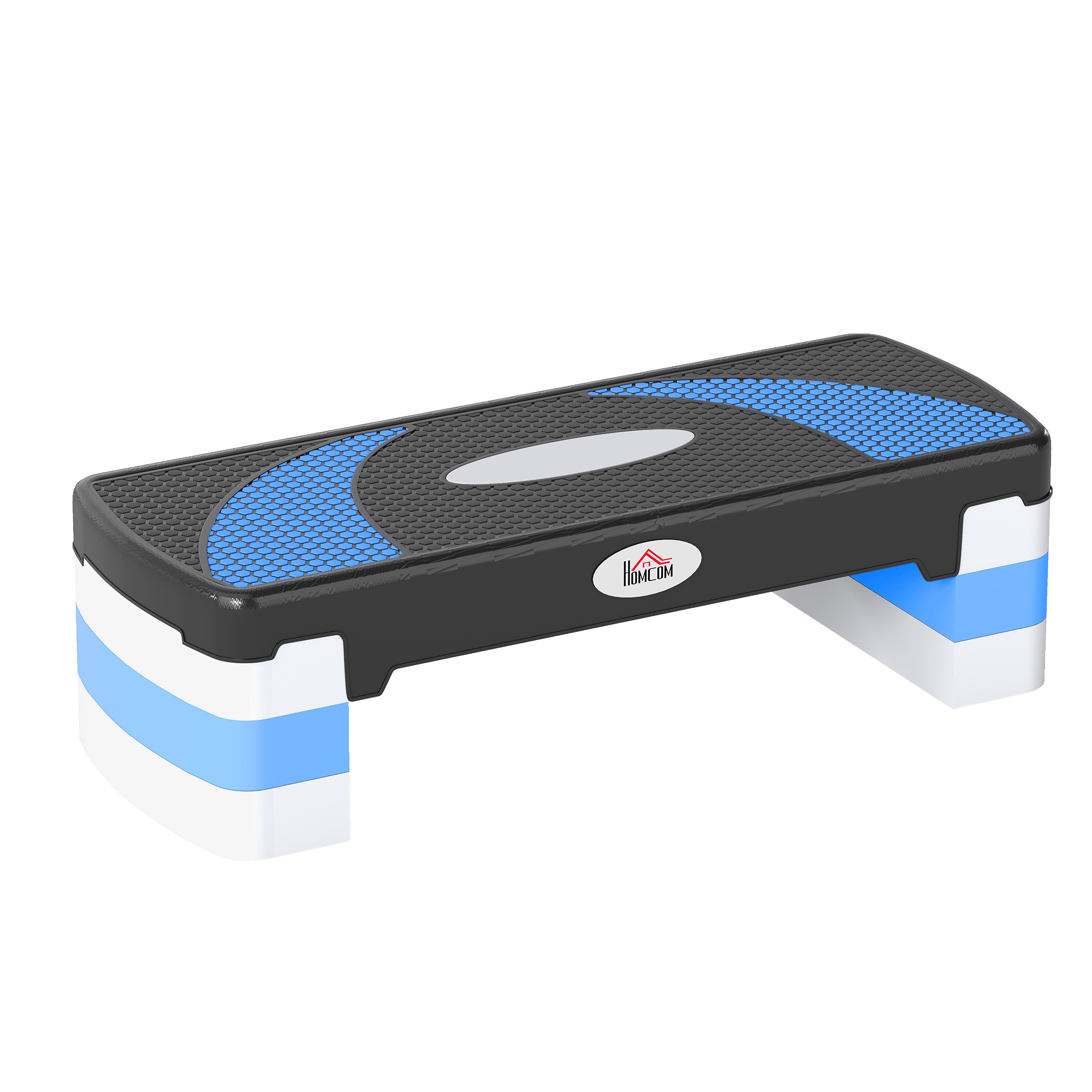 Aerobic-Stepper 3-stufig höhenverstellbar 80 x 31 x 20 cm Schwarz+Hellblau+Grau