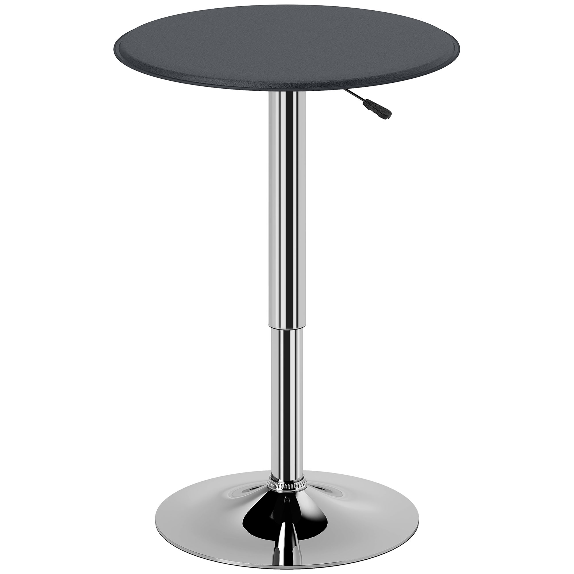 Bartisch, höhenverstellbar, Kunstlederbezug, Vintage-Design, Schwarz + Silber