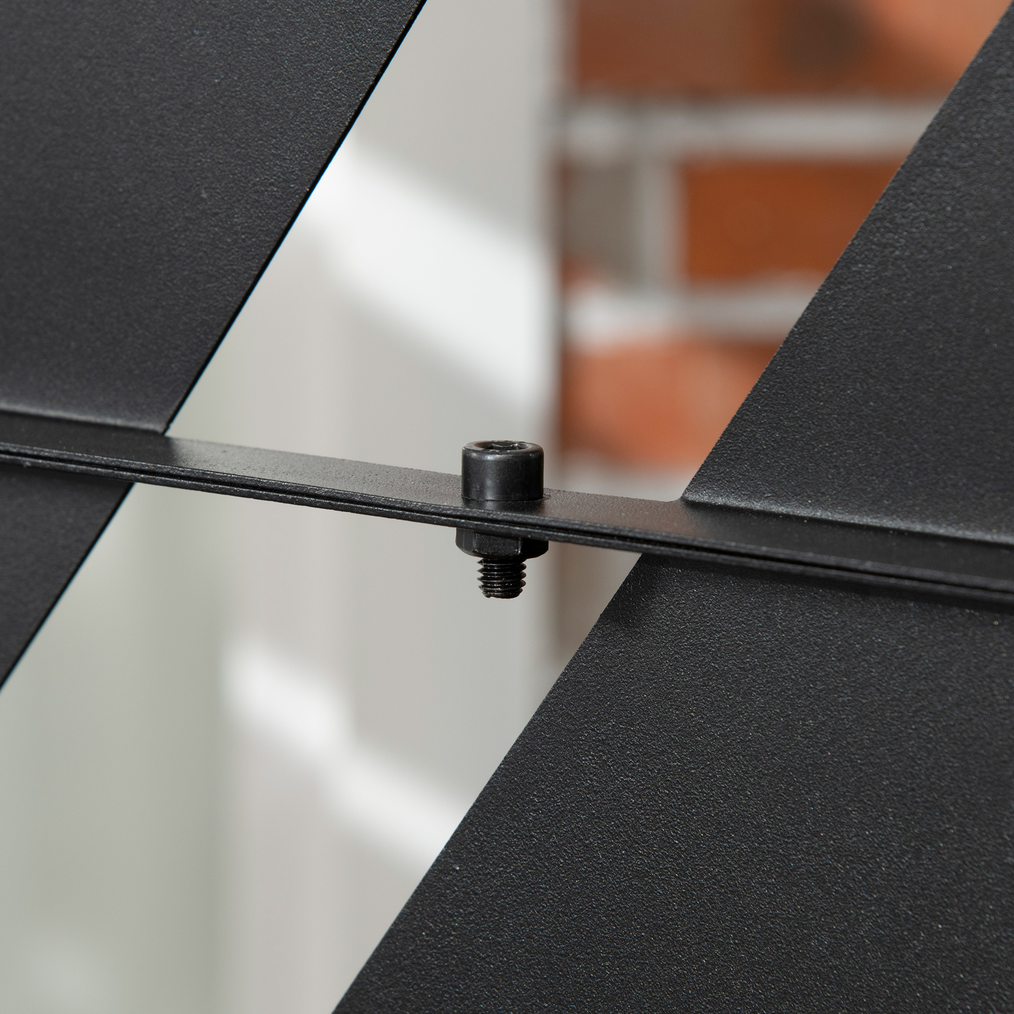 Outdoor-Sichtschutz, lackiert Stahlrahmen, Design: Palmblatt-Silhouette, 1,2 x 2 m, Schwarz