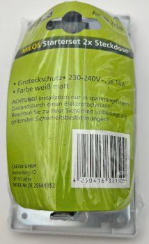 MILOS Set 2 Steckdosen + 2-fach Rahmen / 250V~/ 16A, Steckanschluss, Matt-weiß