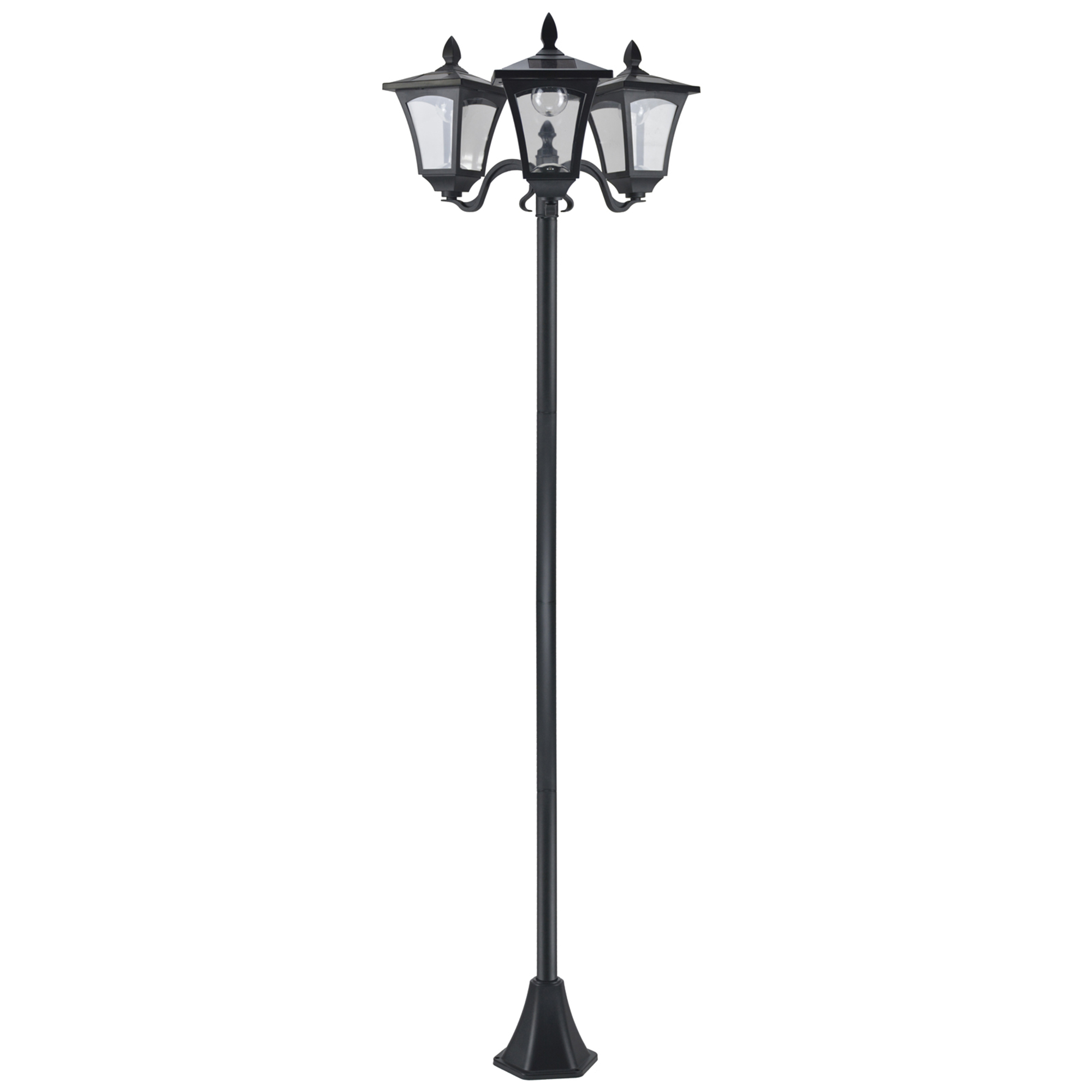 Solar Gartenlaterne mit 3 flammig Laterne Mast aus Edelstahl Solarlaterne mit LED 120 Lumen 51,5x47x182,5cm Wegeleuchte IP44 für Garten Balkon Schwarz Solar Gartenlaterne mit 3 flammig Laterne Mast aus Edelstahl Solarlaterne mit LED 120 Lumen 51,5x47x182,5cm Wegeleuchte IP44 für Garten Balkon Schwarz