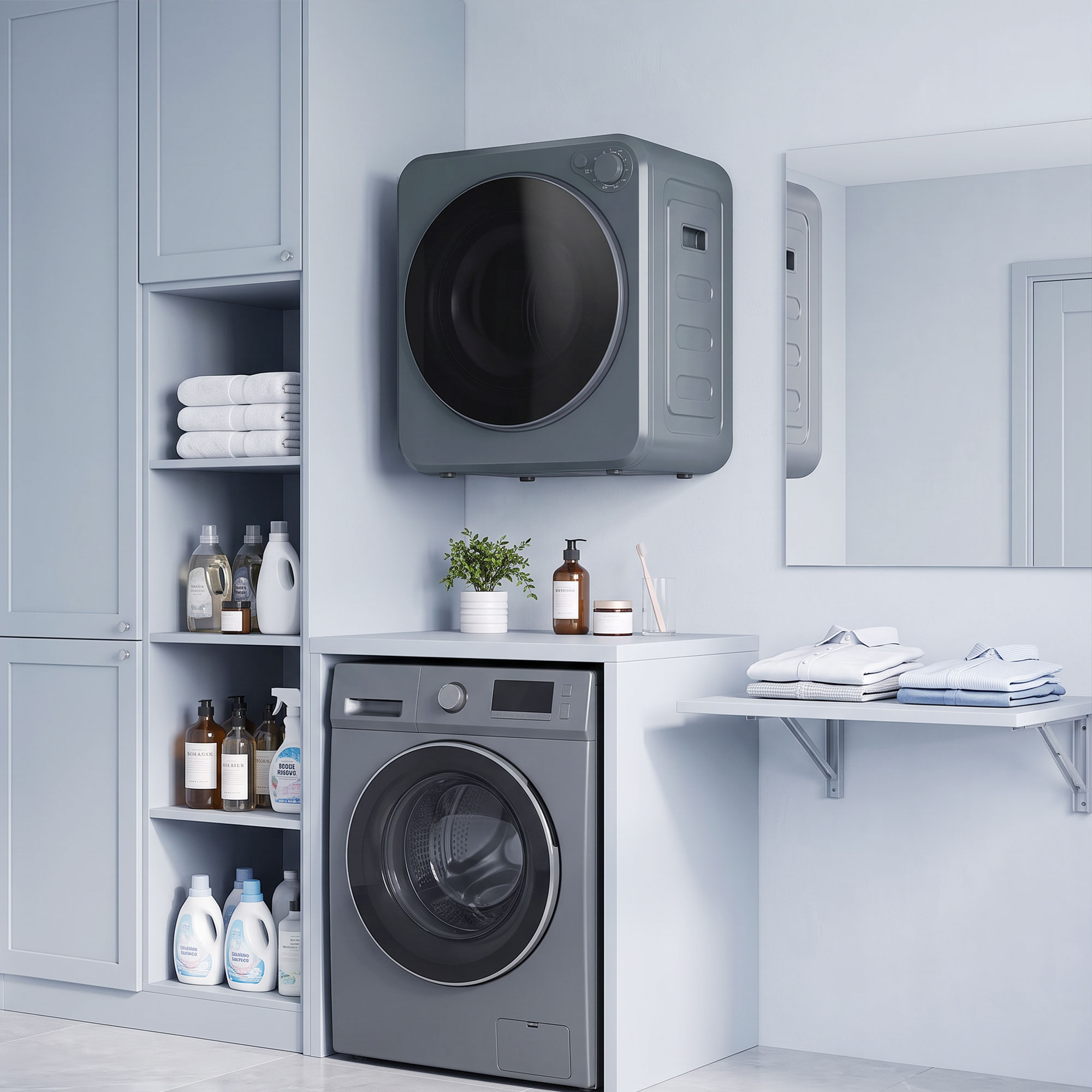 Mini Wäschetrockner 4 kg mit 5 Programme bis zu 60℃ 800W/400W Ablufttrockner mit Edelstahltrommel Grau