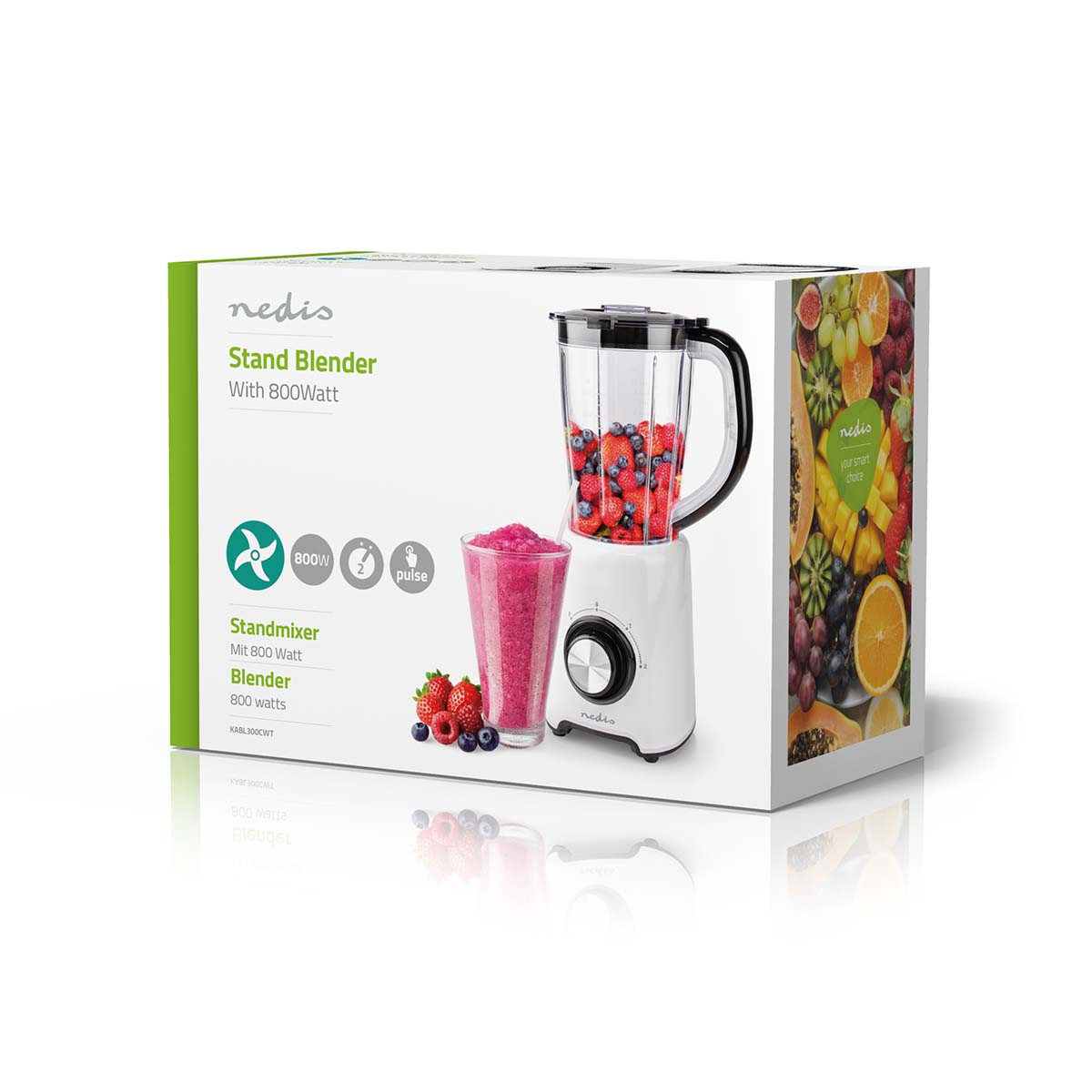 Standmixer | 800 W | 1.5 l | Plastik | 2 Geschindigkeitsstufen | Weiss