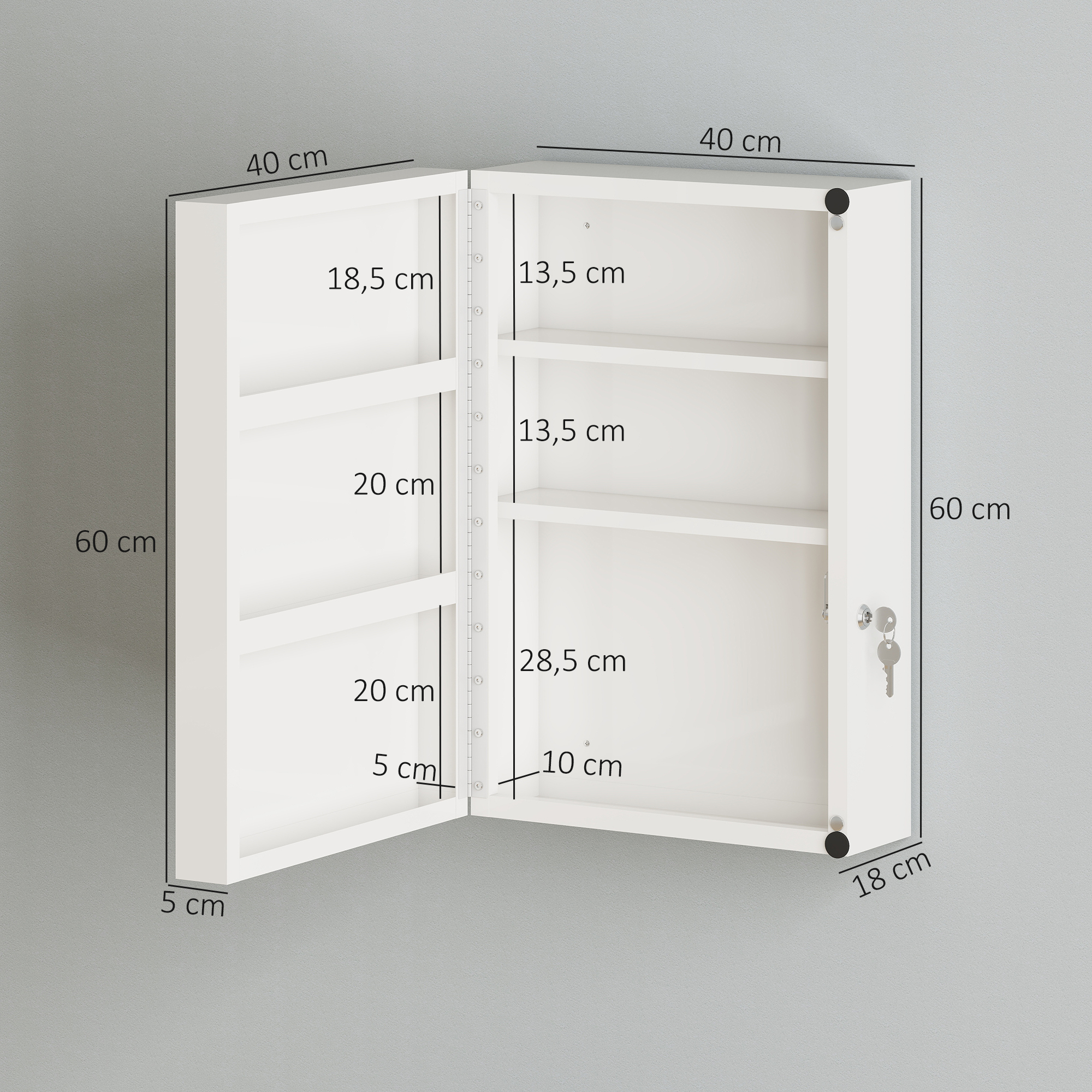 Medizinschrank, abschließbarer Medikamentenschrank mit 6 Regalen für Küche, Flur