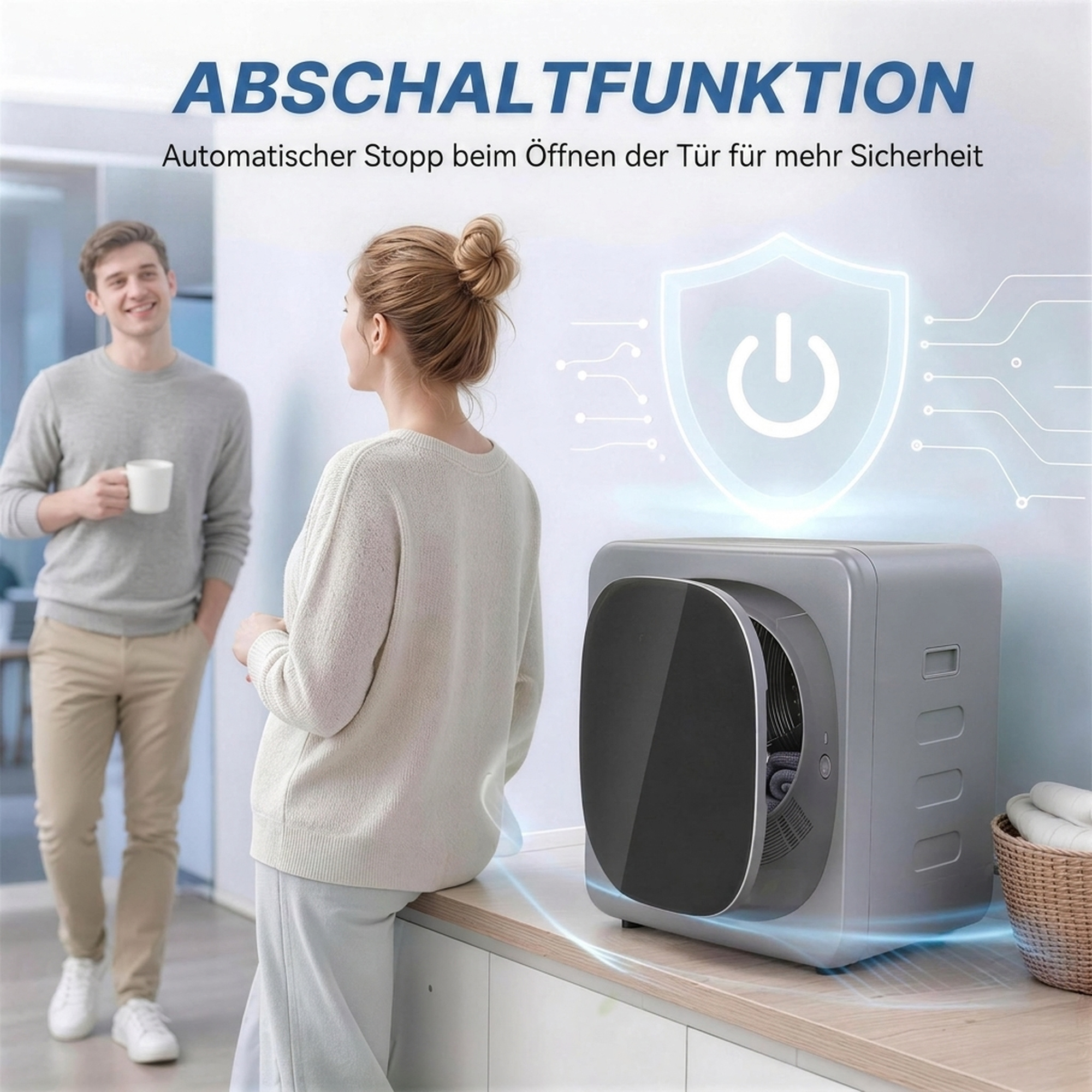 Ablufttrockner 2,5 kg mit Smart-Modus, 800 W Kompakttrockner mit Edelstahltrommel, Silber