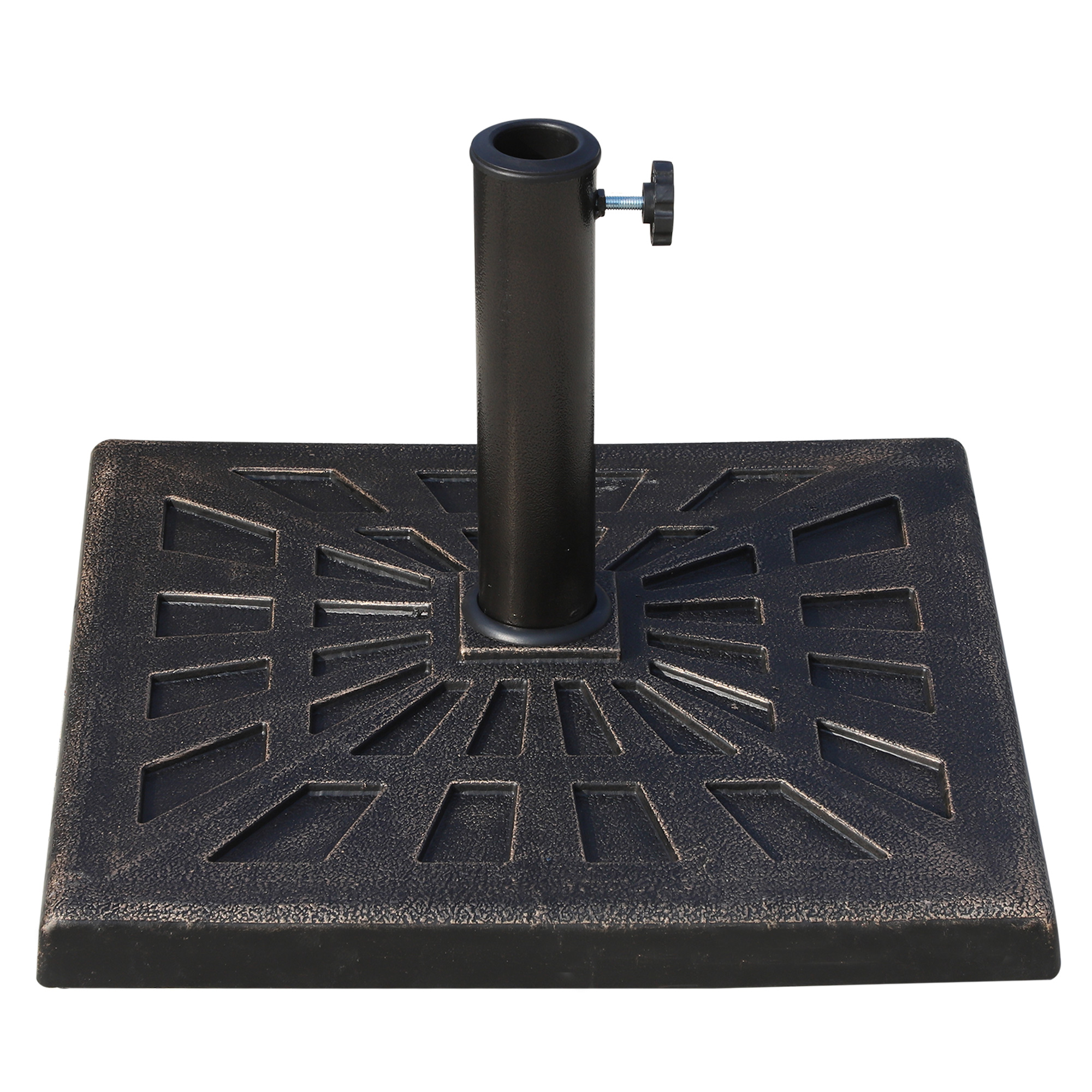 Sonnenschirmständer 15 kg Schirmständer Quadratisch Schirmhalter, Schirmgewicht, Ständer für Sonnenschirm 38mm Rohrdurchmesser, für Balkon, Terasse, Garten, Bronze