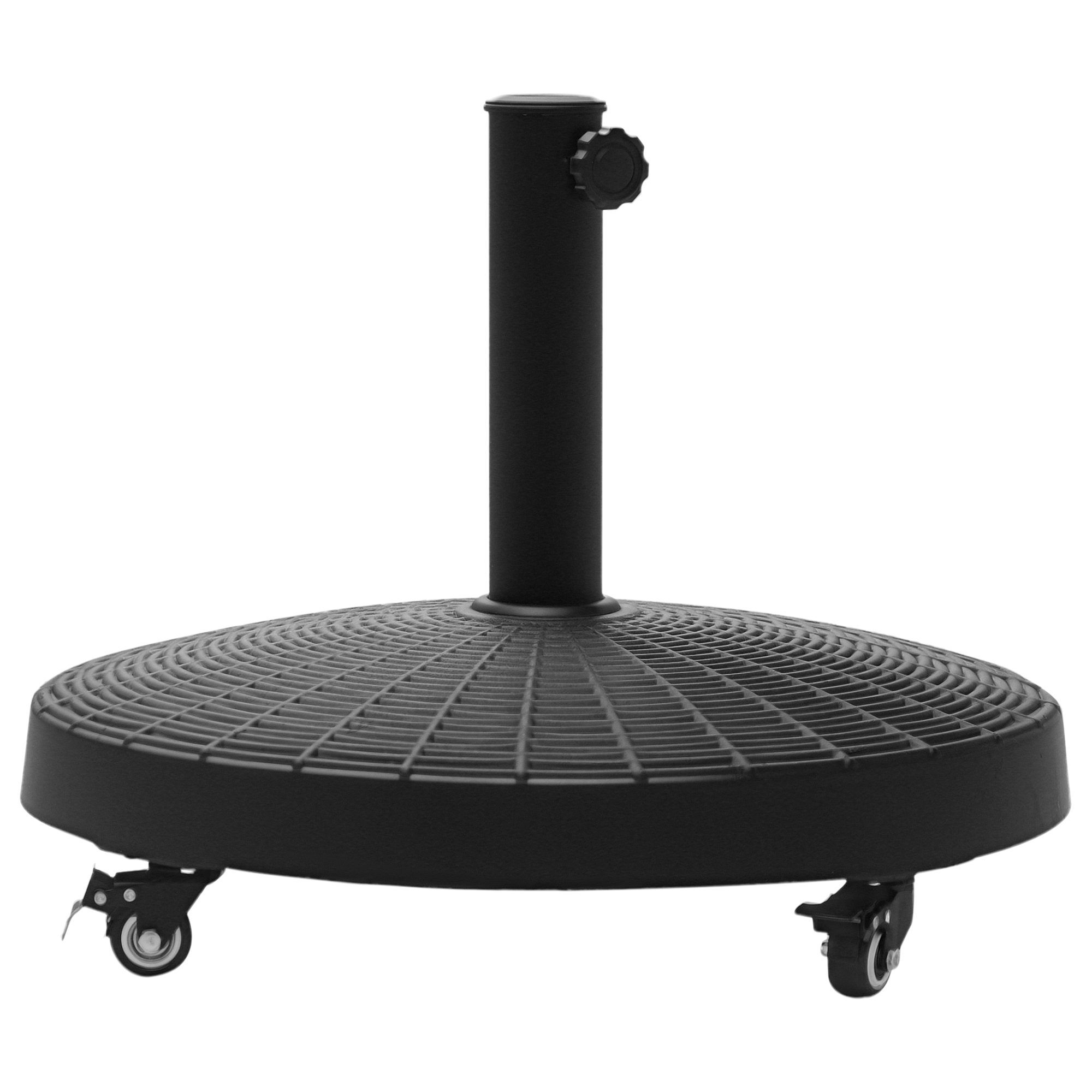 Sonnenschirmständer 25kg Schirmständer mit Rollen rund Rattanoptik Ständer für Schirmstangen mit Ø38/48 mm Ständer für Garten, Balkon, Schwarz