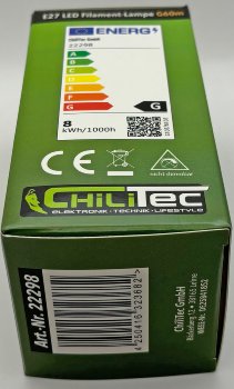 LED Glühlampe E27 "Filament G60m" matt, 3000k, 640lm, 230V / 8W, warmweiß