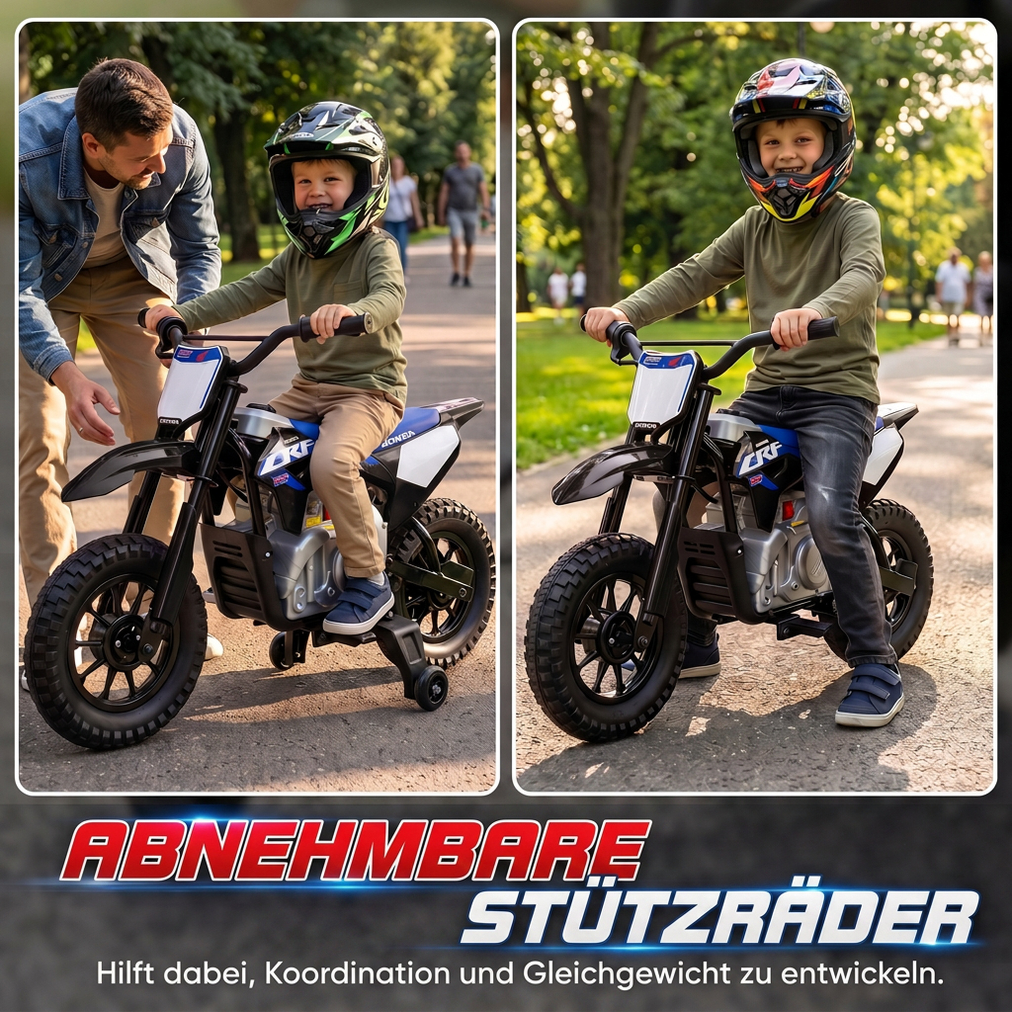 Elektro Motorrad Kinder HONDA CRF 450R 12V Kinder Motocross mit 35W Motor Lithium Akku Hinterradfederung 12 Zoll Rädern