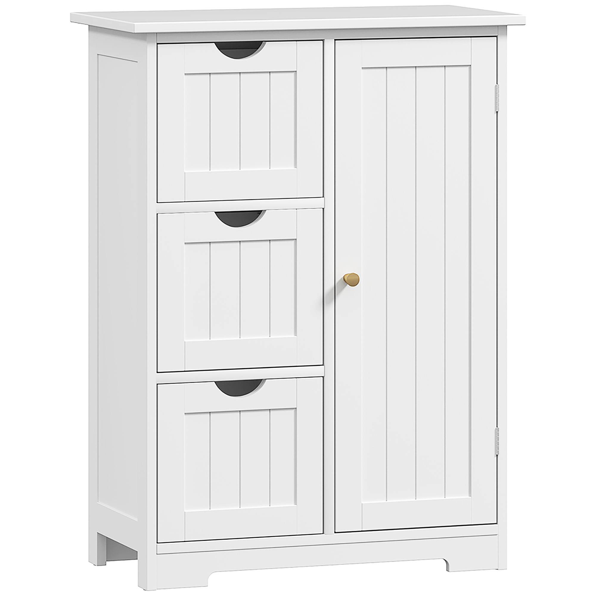 Badezimmerschrank, Badkommode, 3 Schubladen, Regal, MDF, Weiß