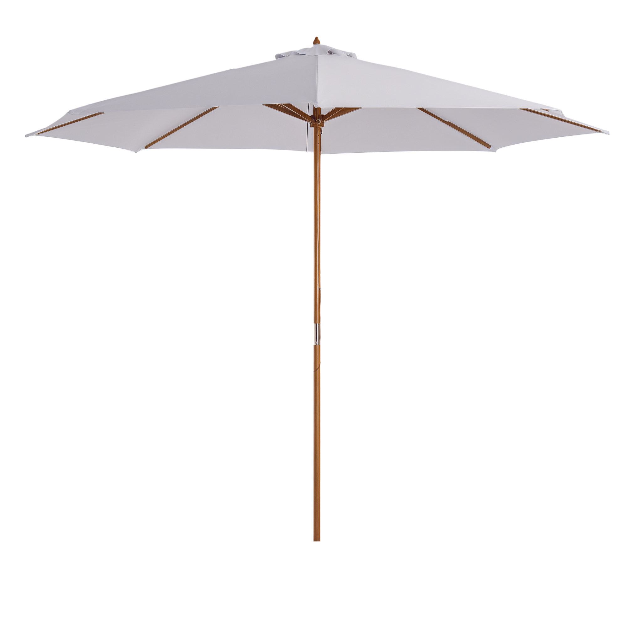 Sonnenschirm Ø 300 cm, Sonnenschirm mit UV Schutz Balkonschirm aus Holz Strandschirm stabil Marktschirm Sonnenschutz für Strand Terrasse Garten, Weiß